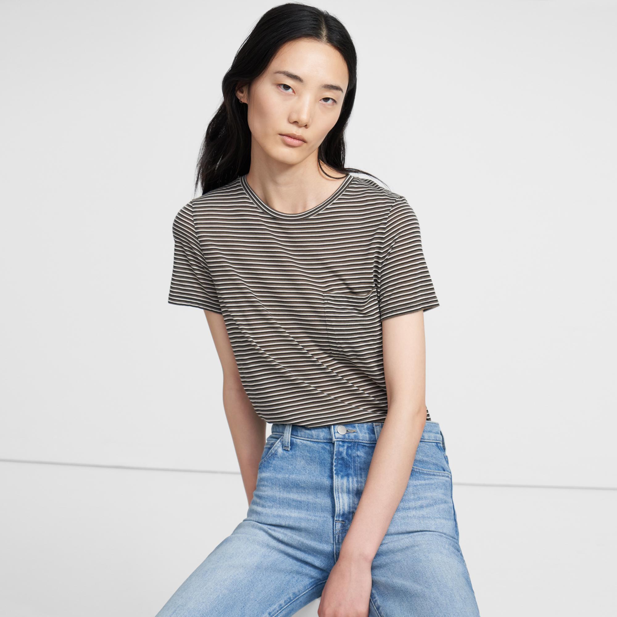 Easy Pocket Tee in Striped Jersey