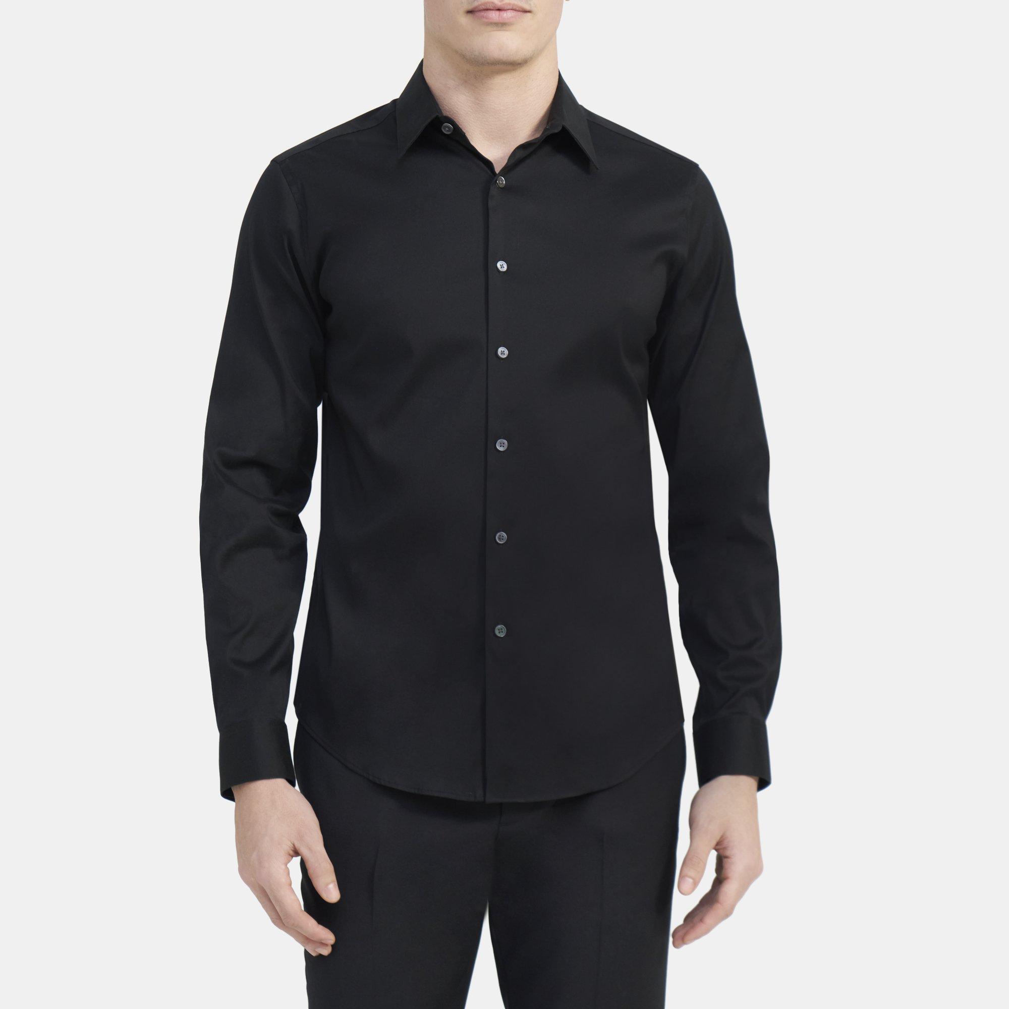 띠어리 실뱅 셔츠 K014504R Theory Tailored Shirt In Stretch Cotton,BLACK