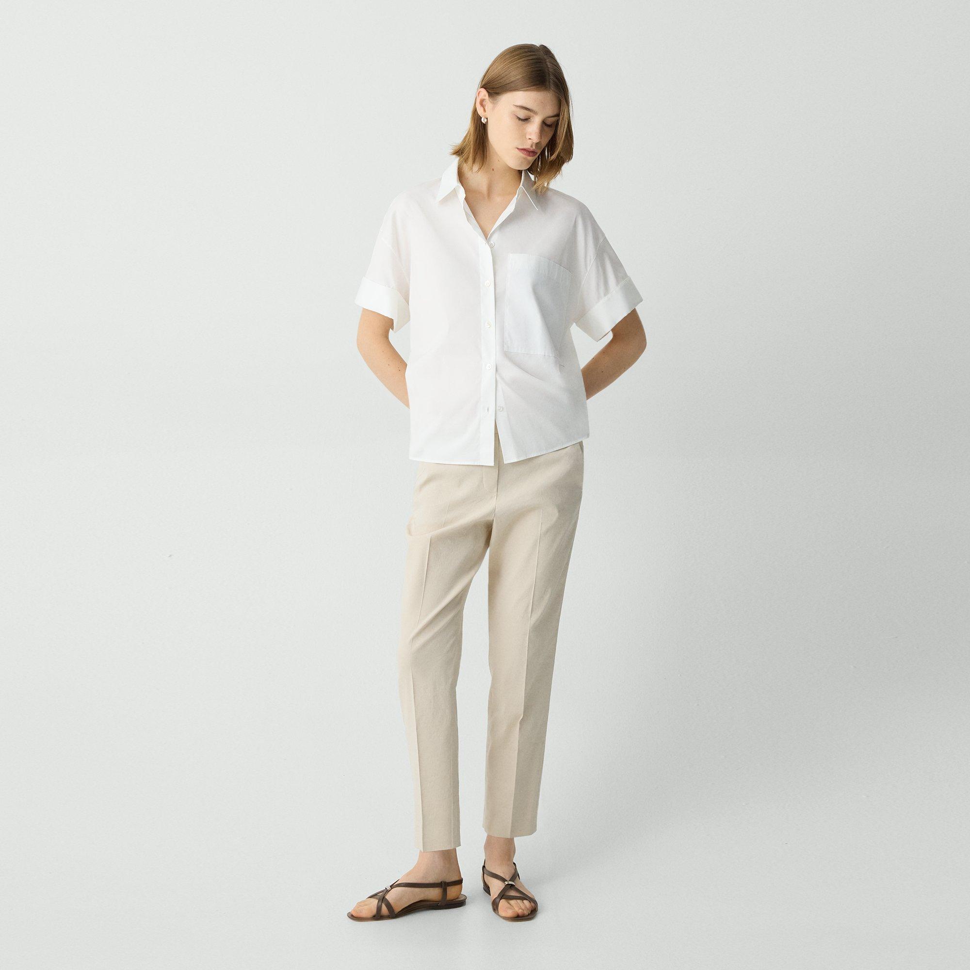 Shop Theory Treeca Linen Pull-On Crop Pants