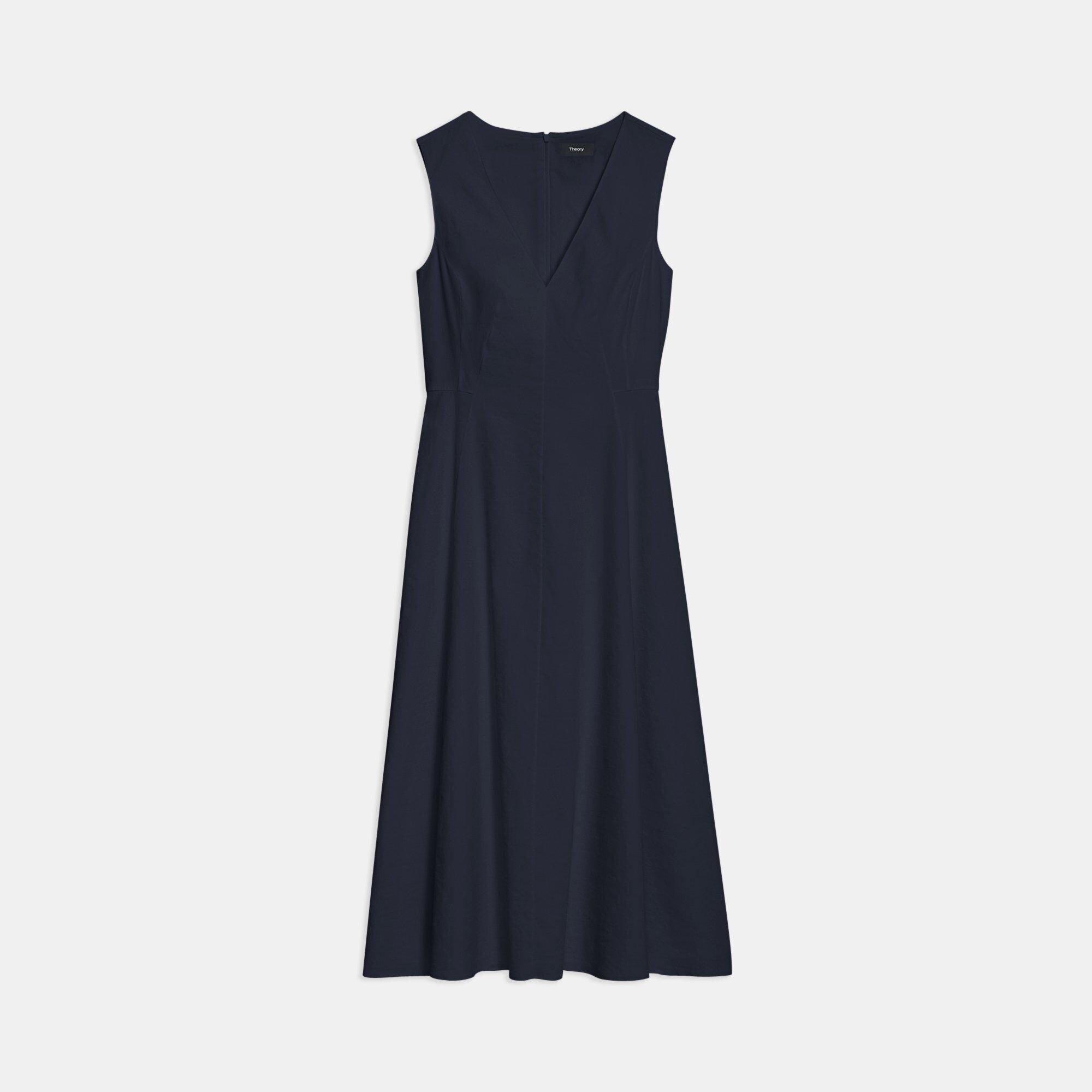 Seamed V-Neck Dress in Good Linen