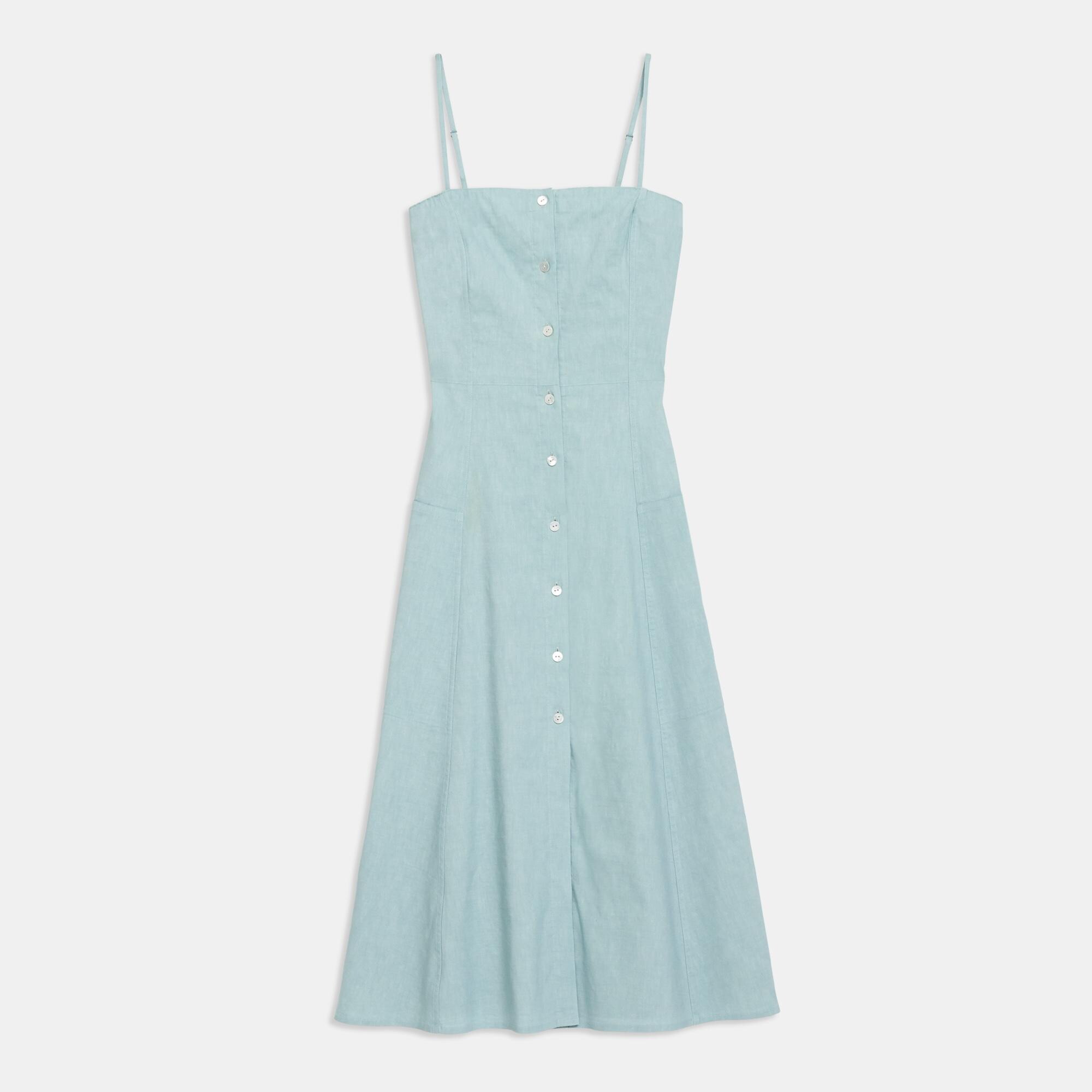 Button Front Dress in Good Linen