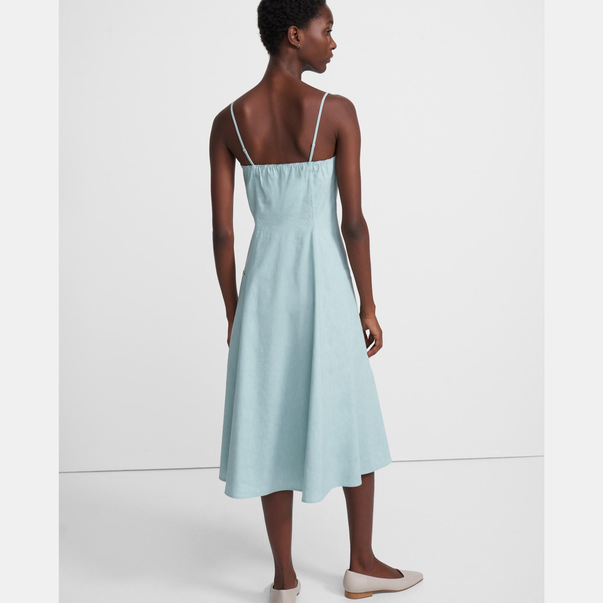 Button Front Dress in Good Linen