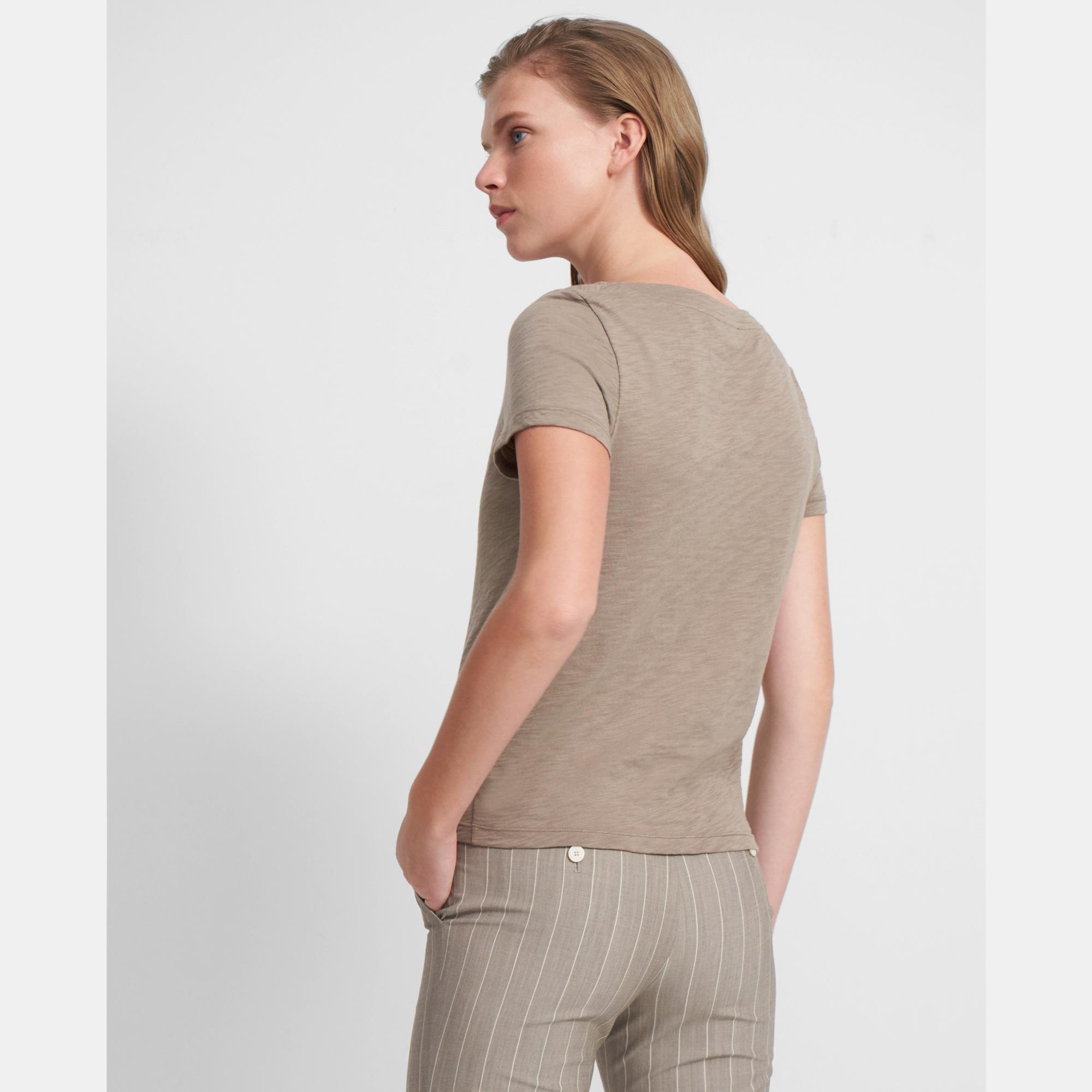 Open Neck Tee in Organic Cotton