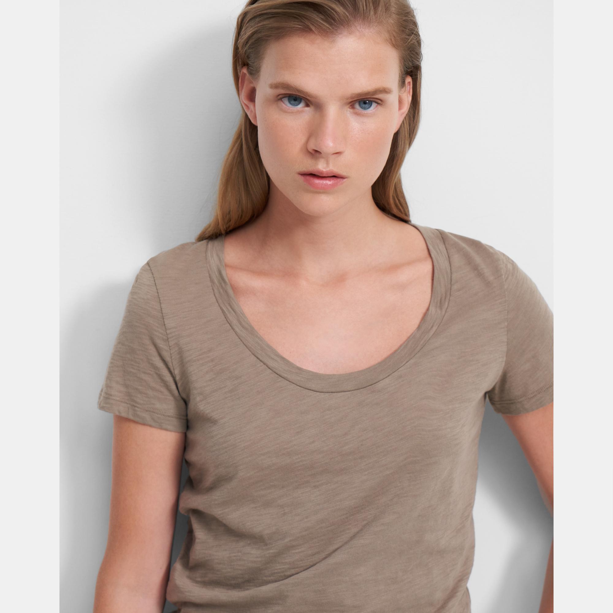 Open Neck Tee in Organic Cotton