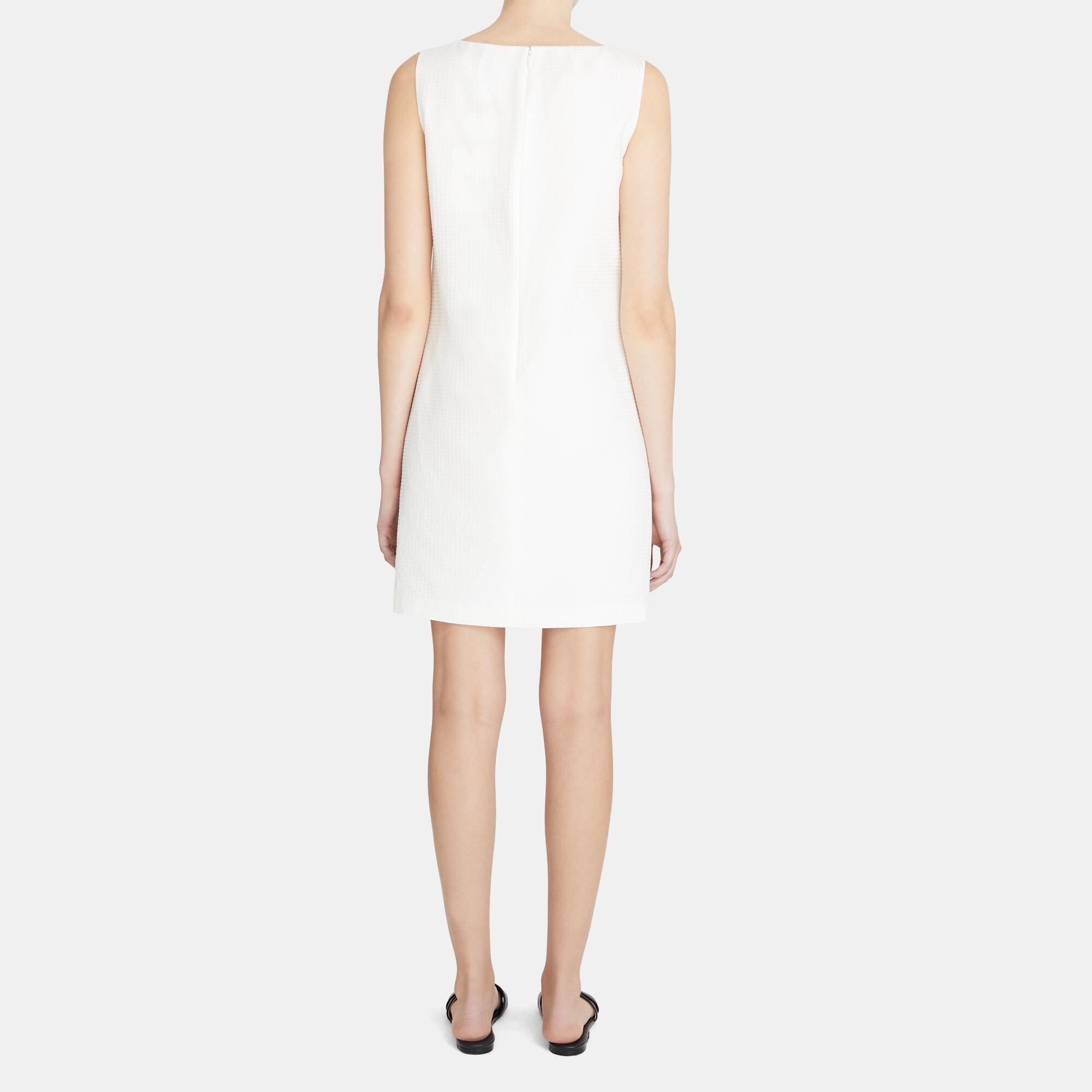 Scoop-Neck Shift Dress in Silk-Cotton Jacquard