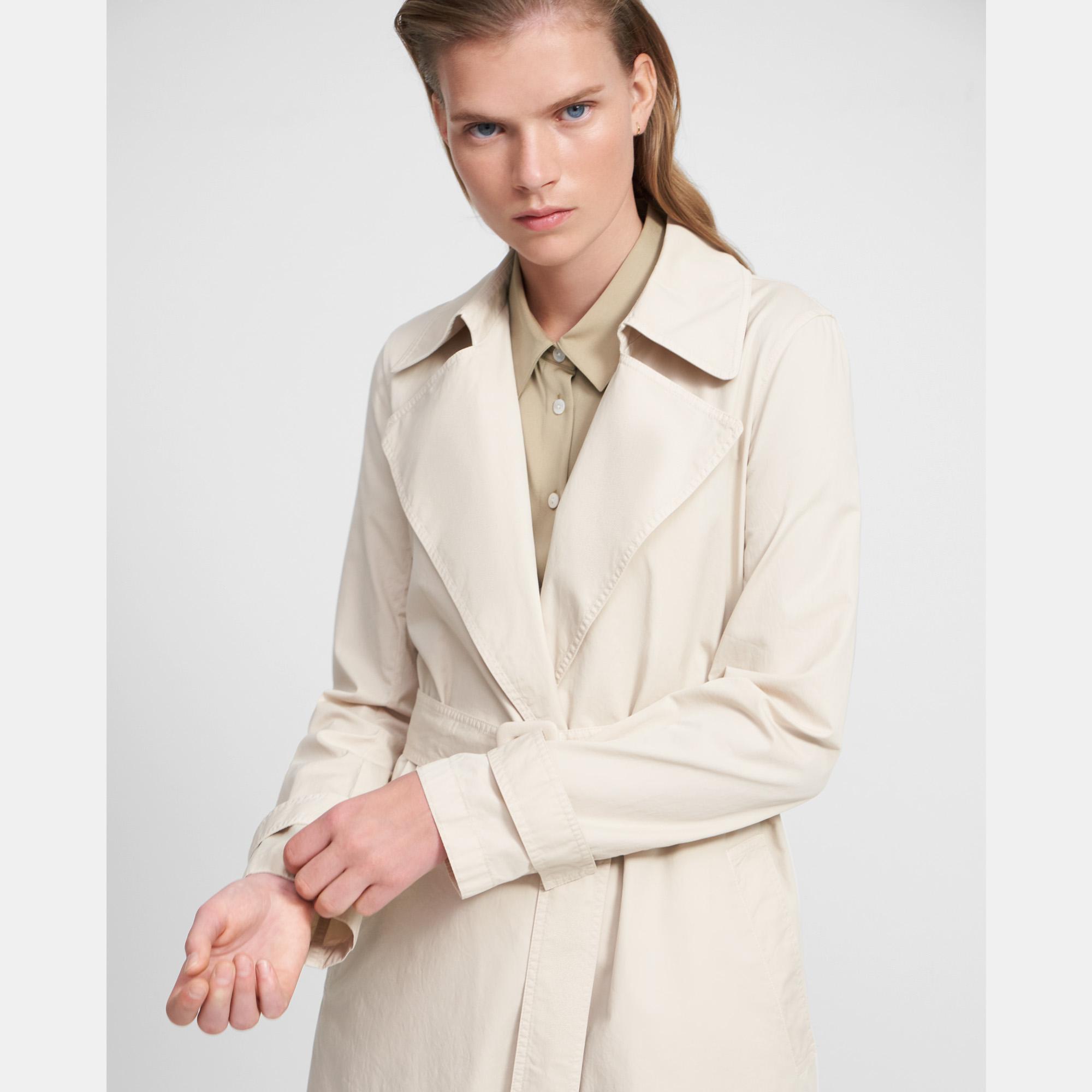 Garment Dyed Chino Oaklane Short Trench Coat | Theory