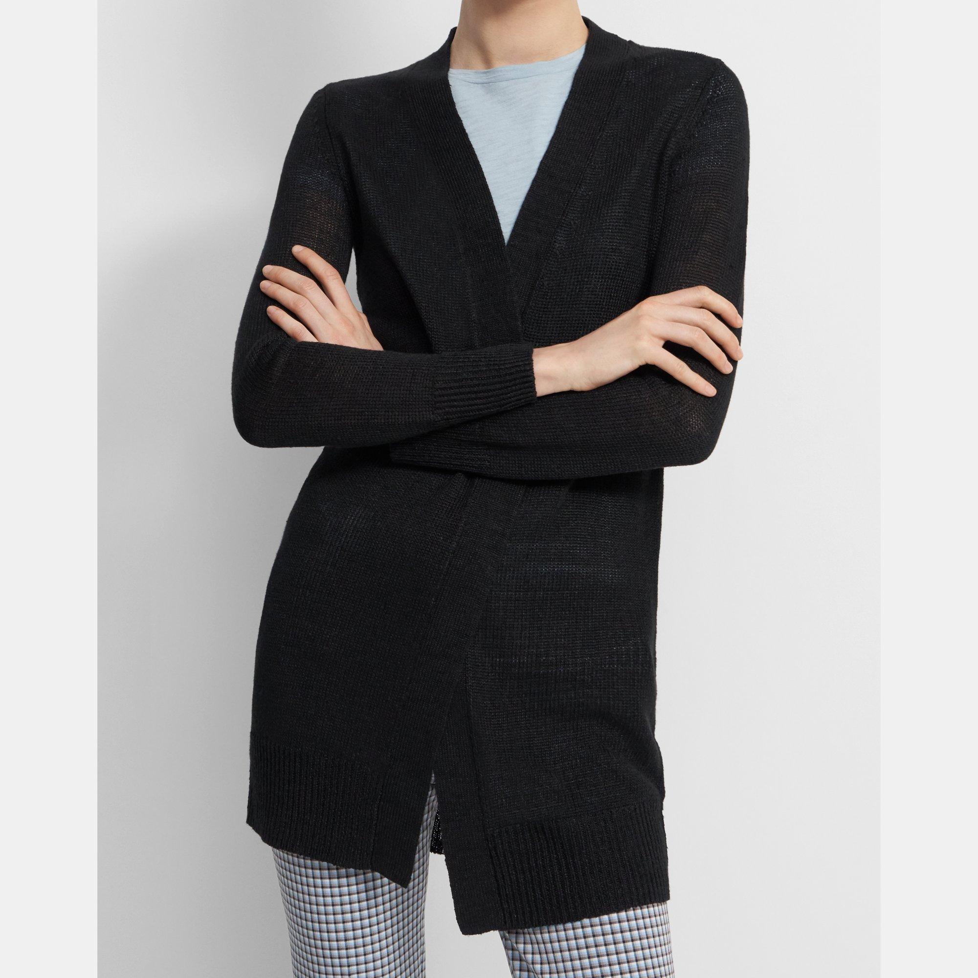 Open Front Cardigan in Linen-Viscose