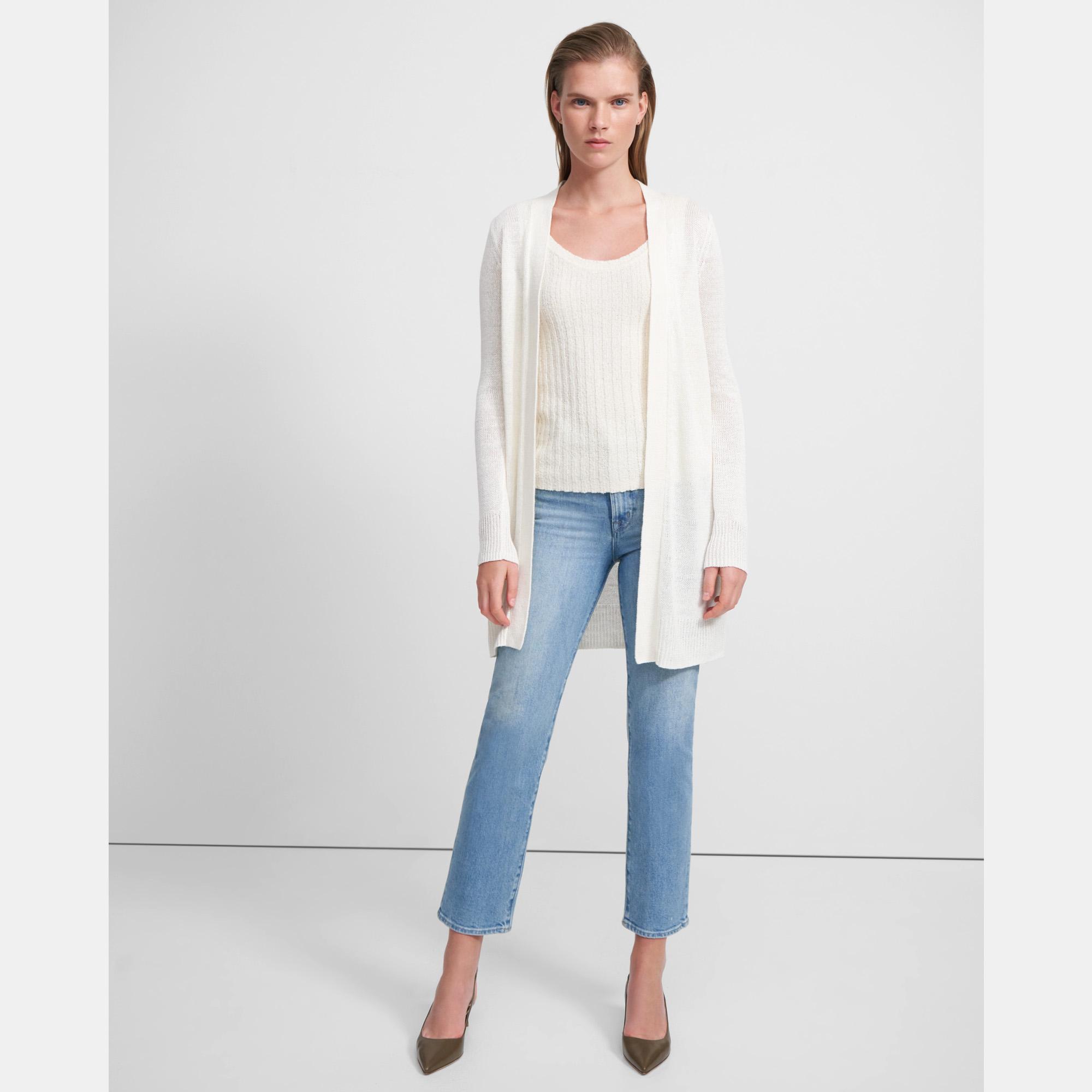 Linen-Viscose Open Front Cardigan | Theory