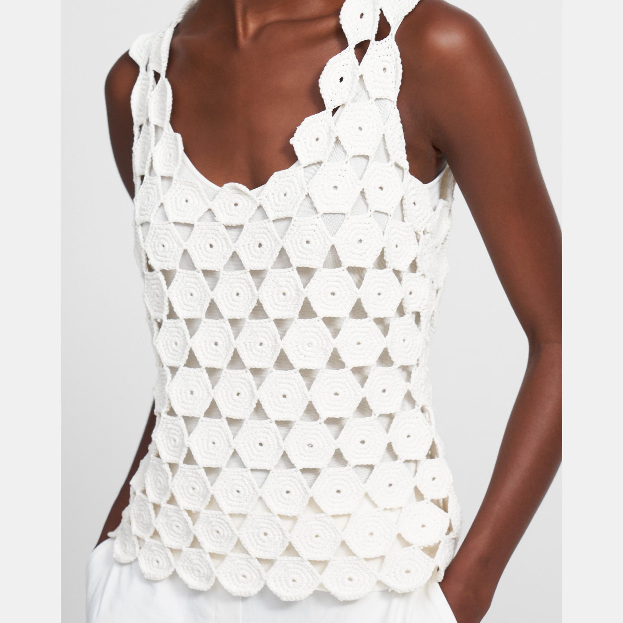 Crochet Tank in Cotton Blend