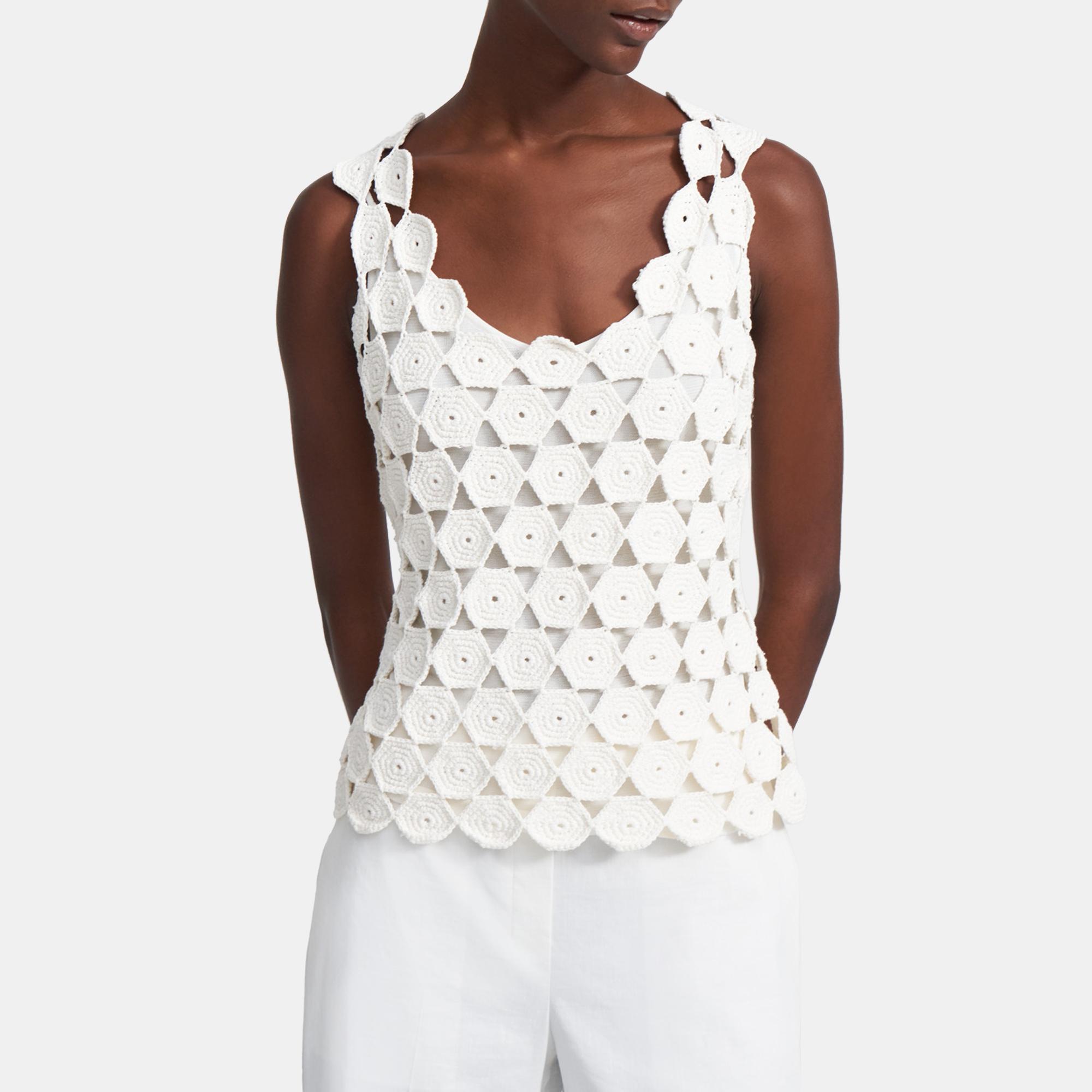 Crochet Tank in Cotton Blend