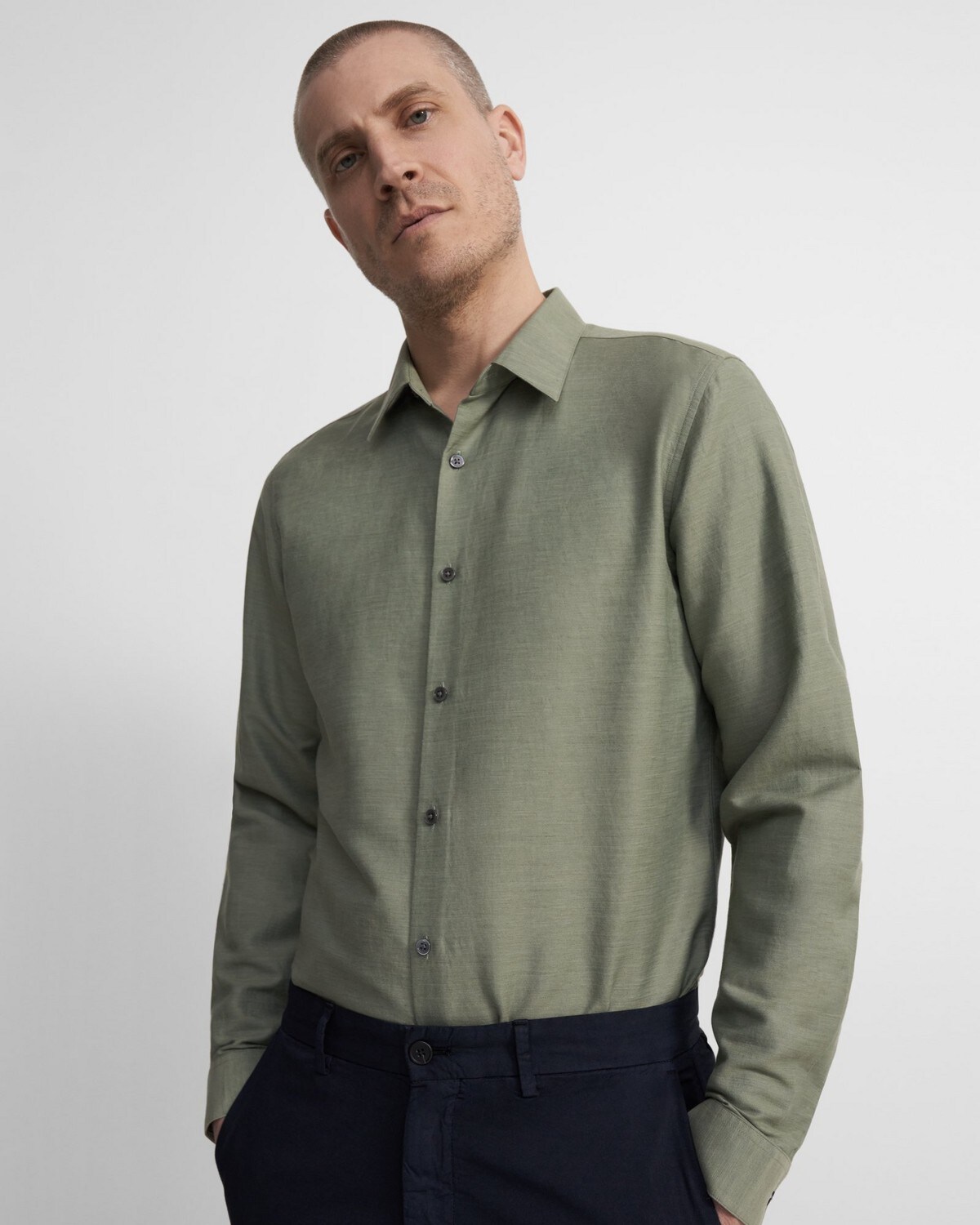 Standard-Fit Shirt in Linen Twill