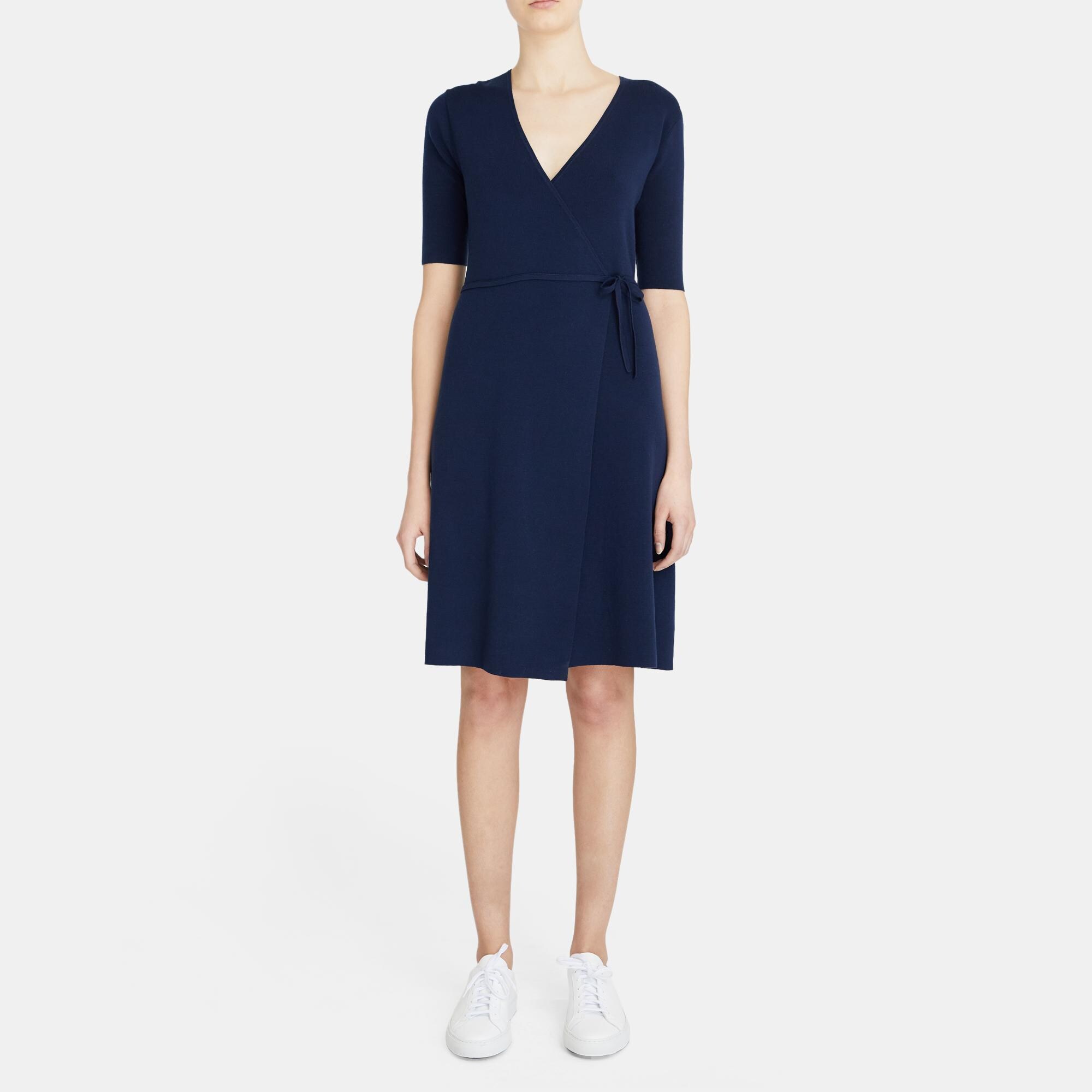 Sweater Wrap Dress in Stretch Knit