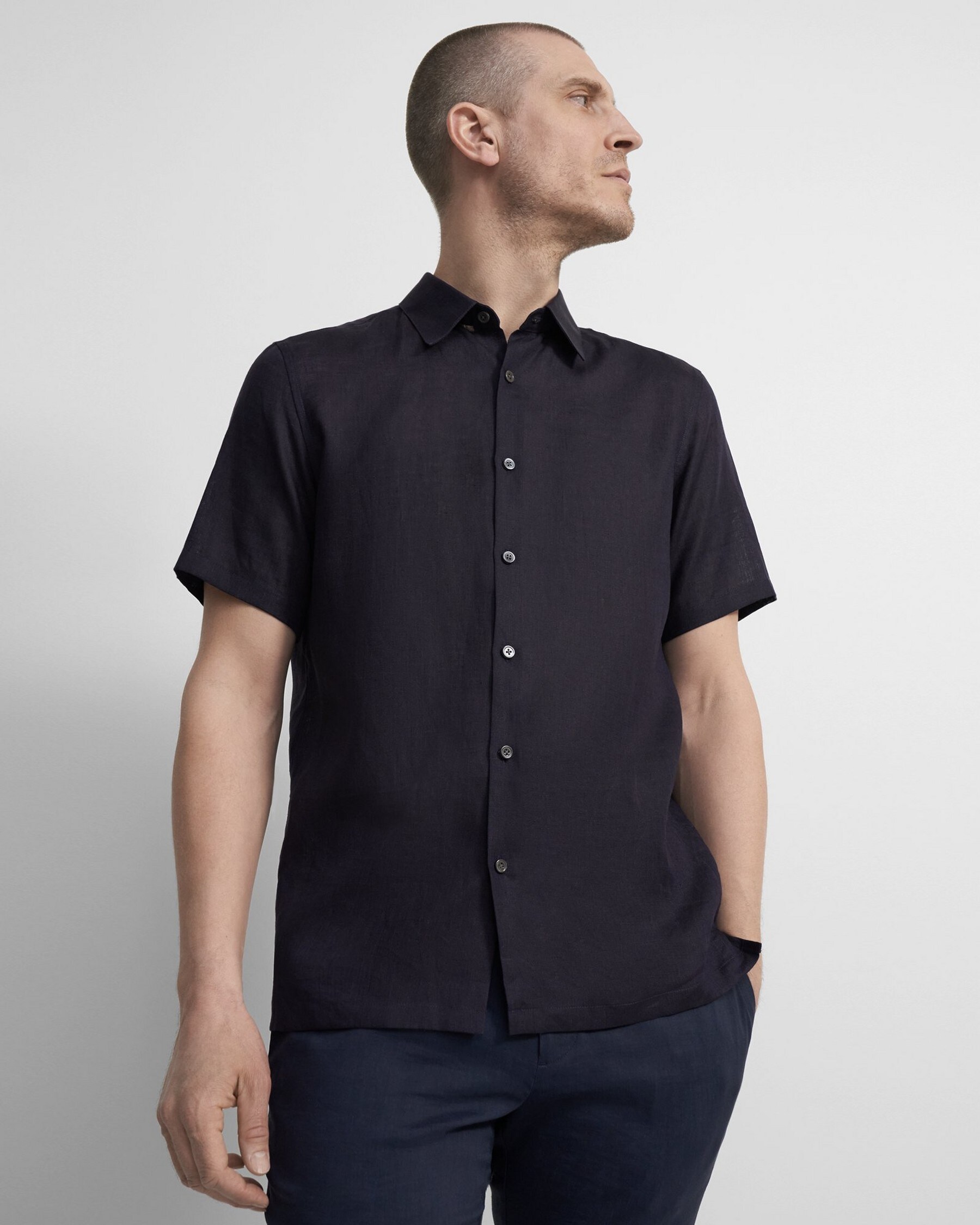 Summer Linen Irving Short-Sleeve Shirt | Theory