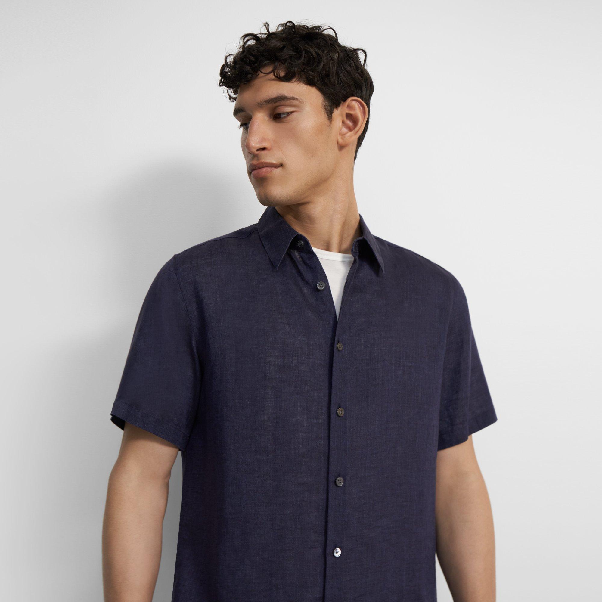 Summer Linen Irving Short-Sleeve Shirt | Theory