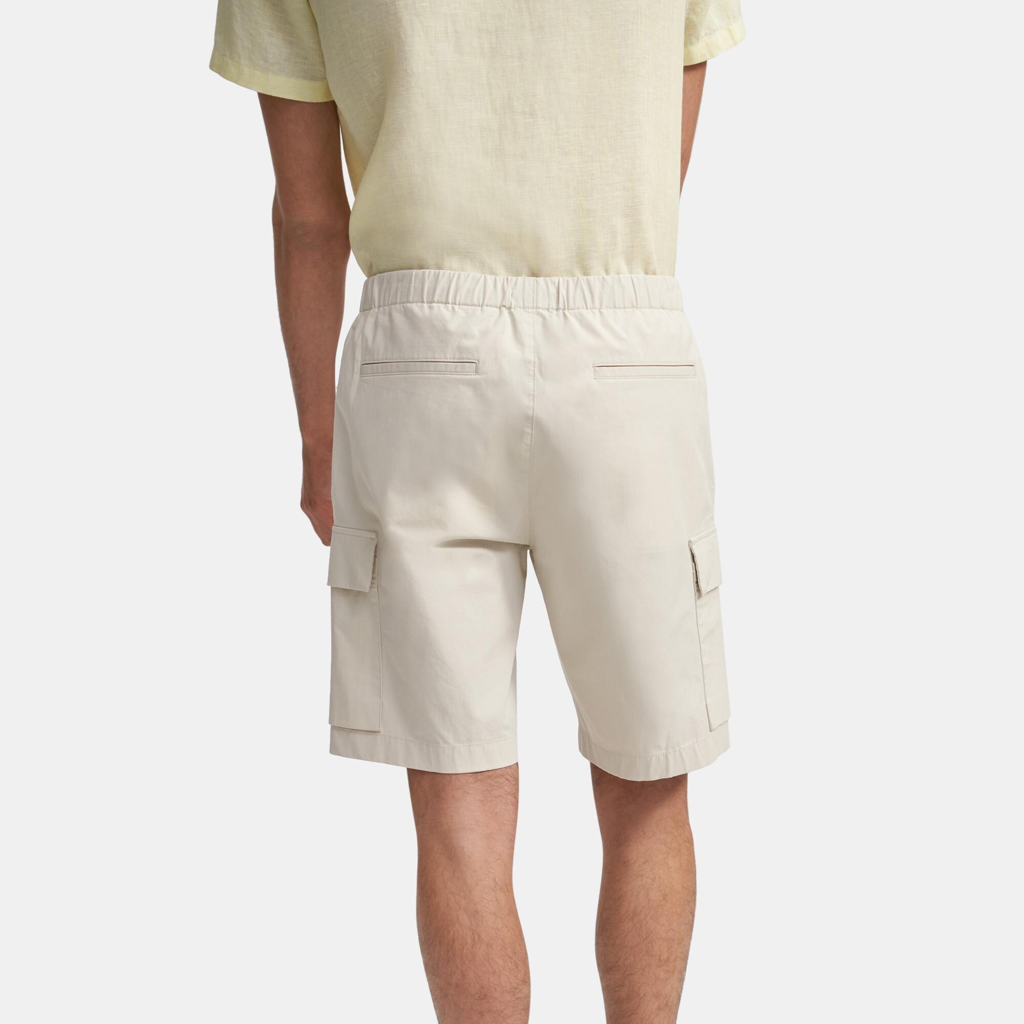 Drawstring Cargo Short in Slub Poplin