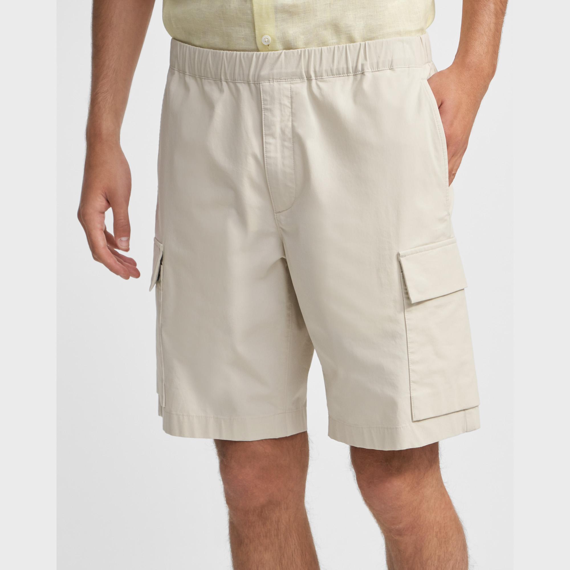 Drawstring Cargo Short in Slub Poplin