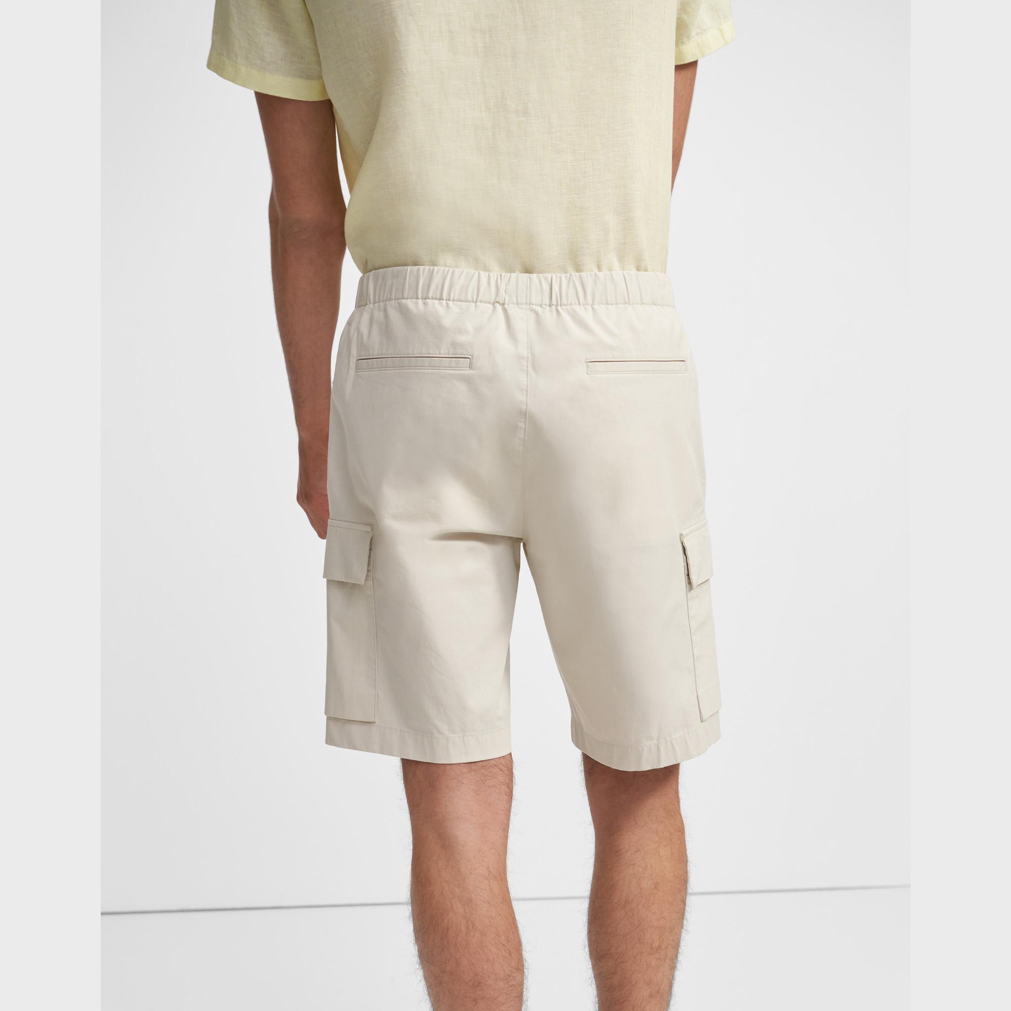 Drawstring Cargo Short in Slub Poplin