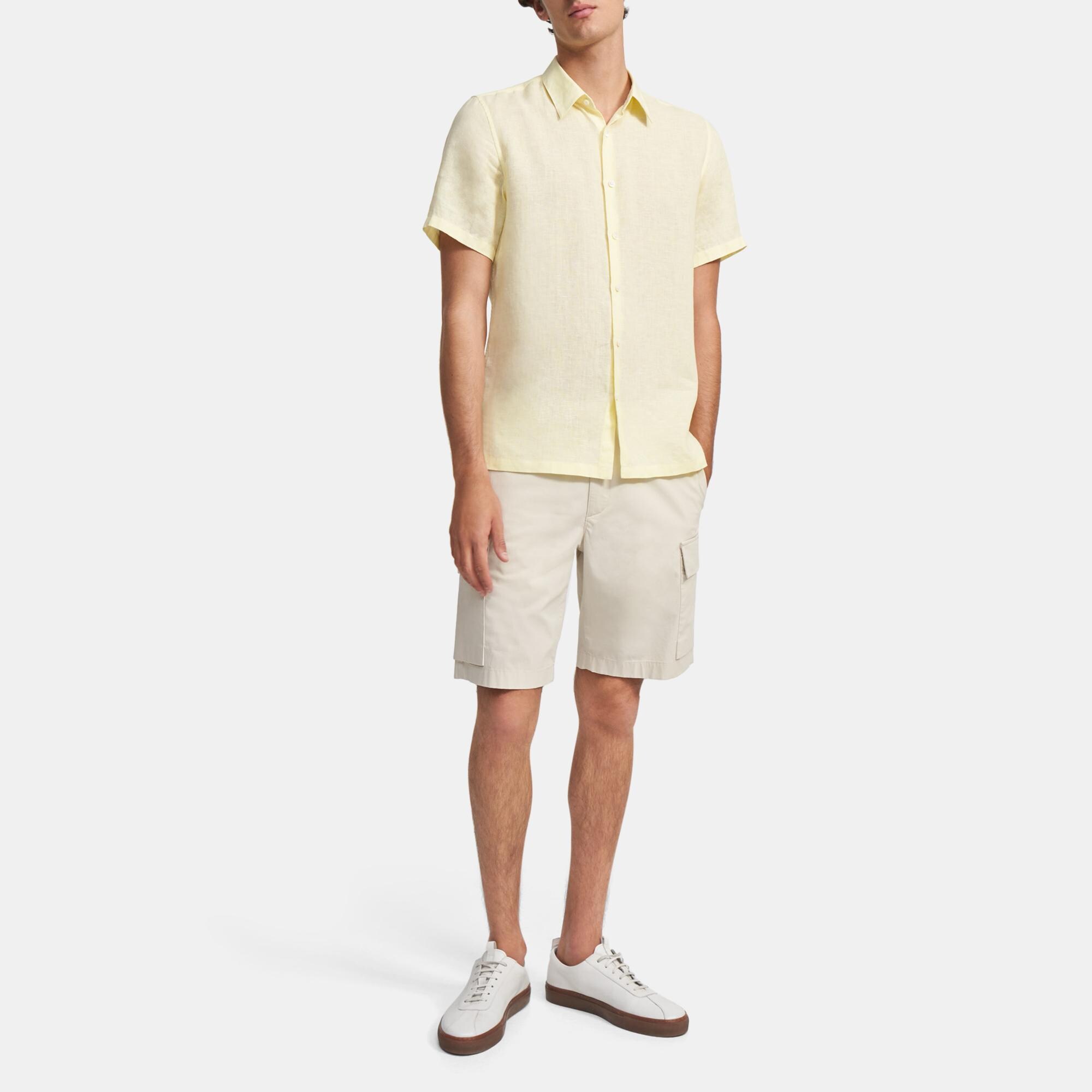 Drawstring Cargo Short in Slub Poplin