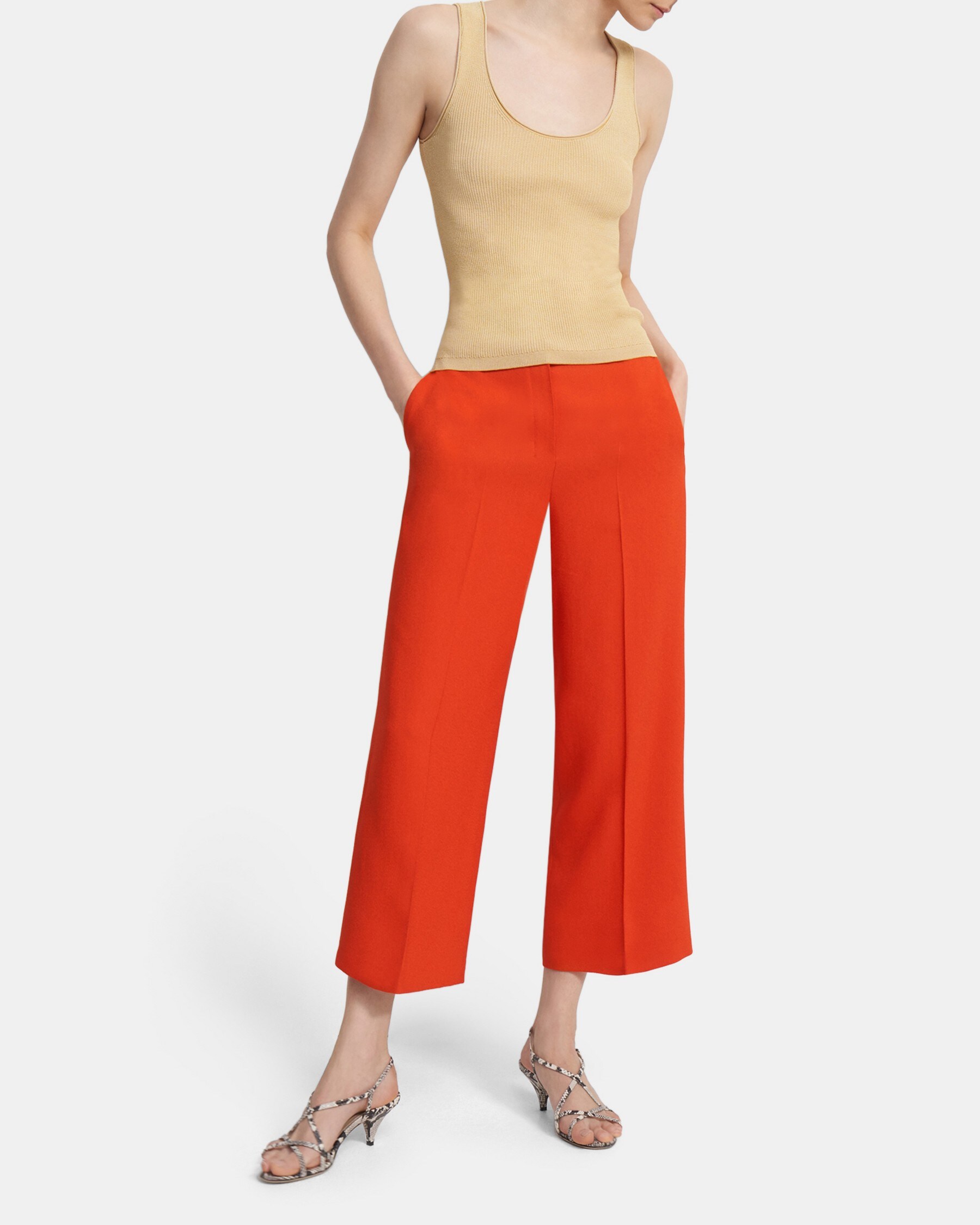 Wide Cropped Pant in Eco Rosina Crepe