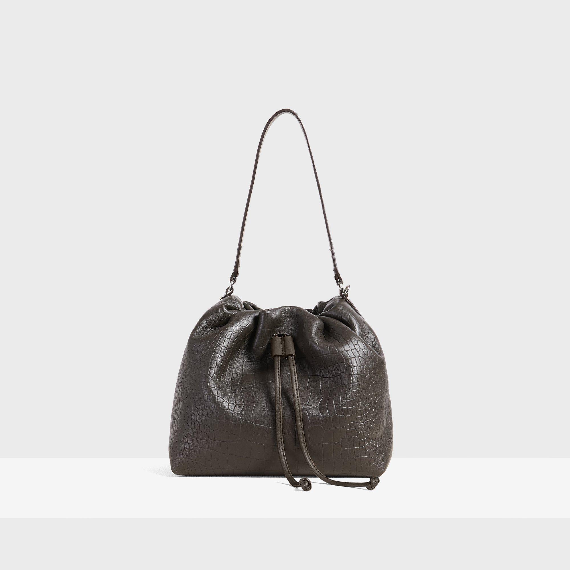 Mini Cinch Sack in Croc Print Leather