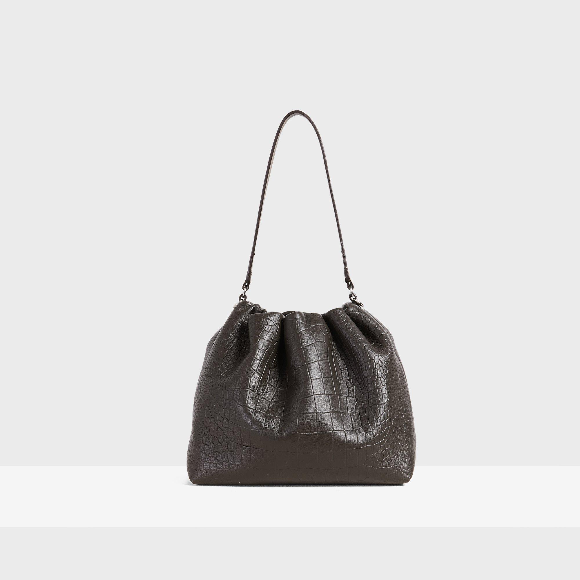 Mini Cinch Sack in Croc Print Leather