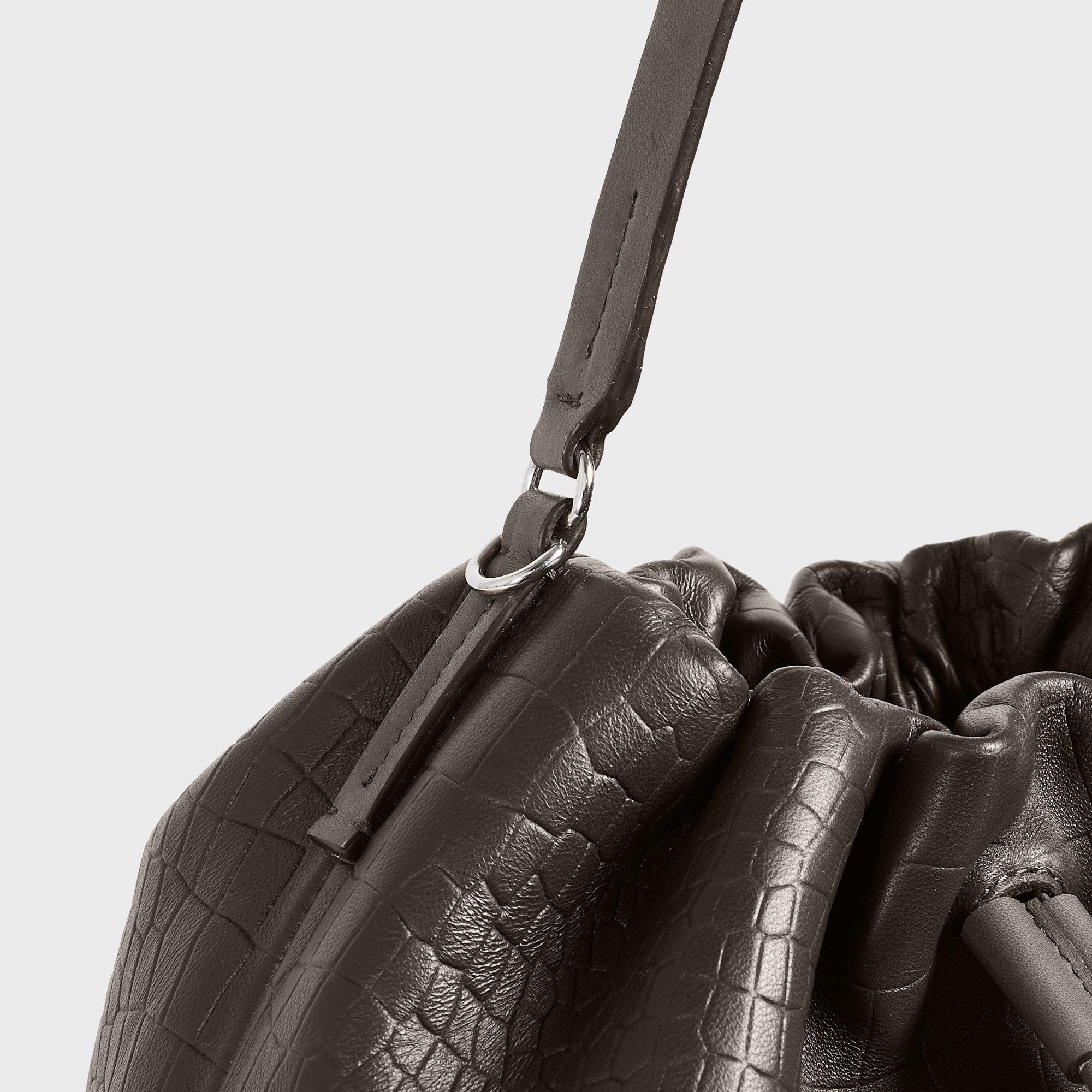 Mini Cinch Sack in Croc Print Leather
