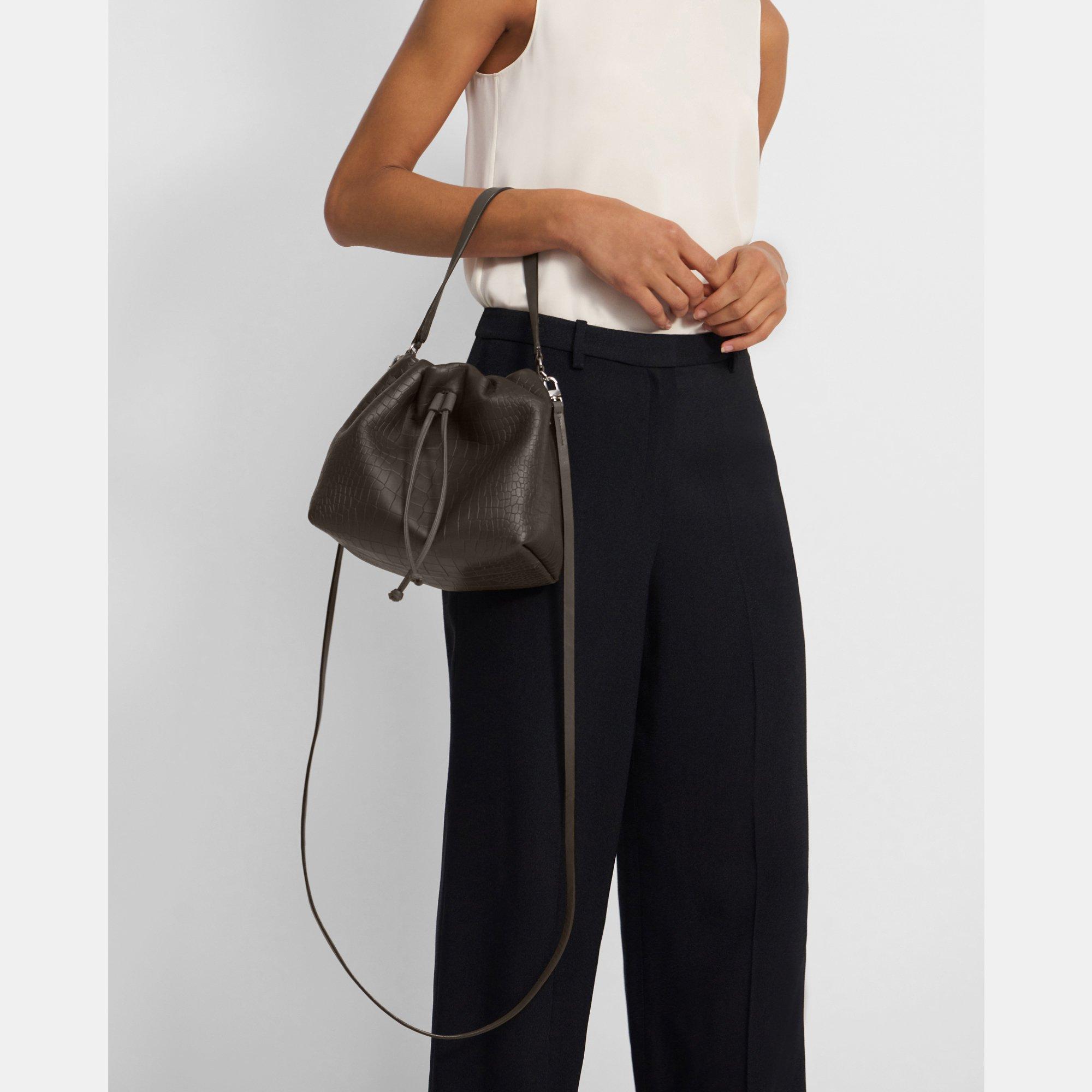 Mini Cinch Sack in Croc Print Leather