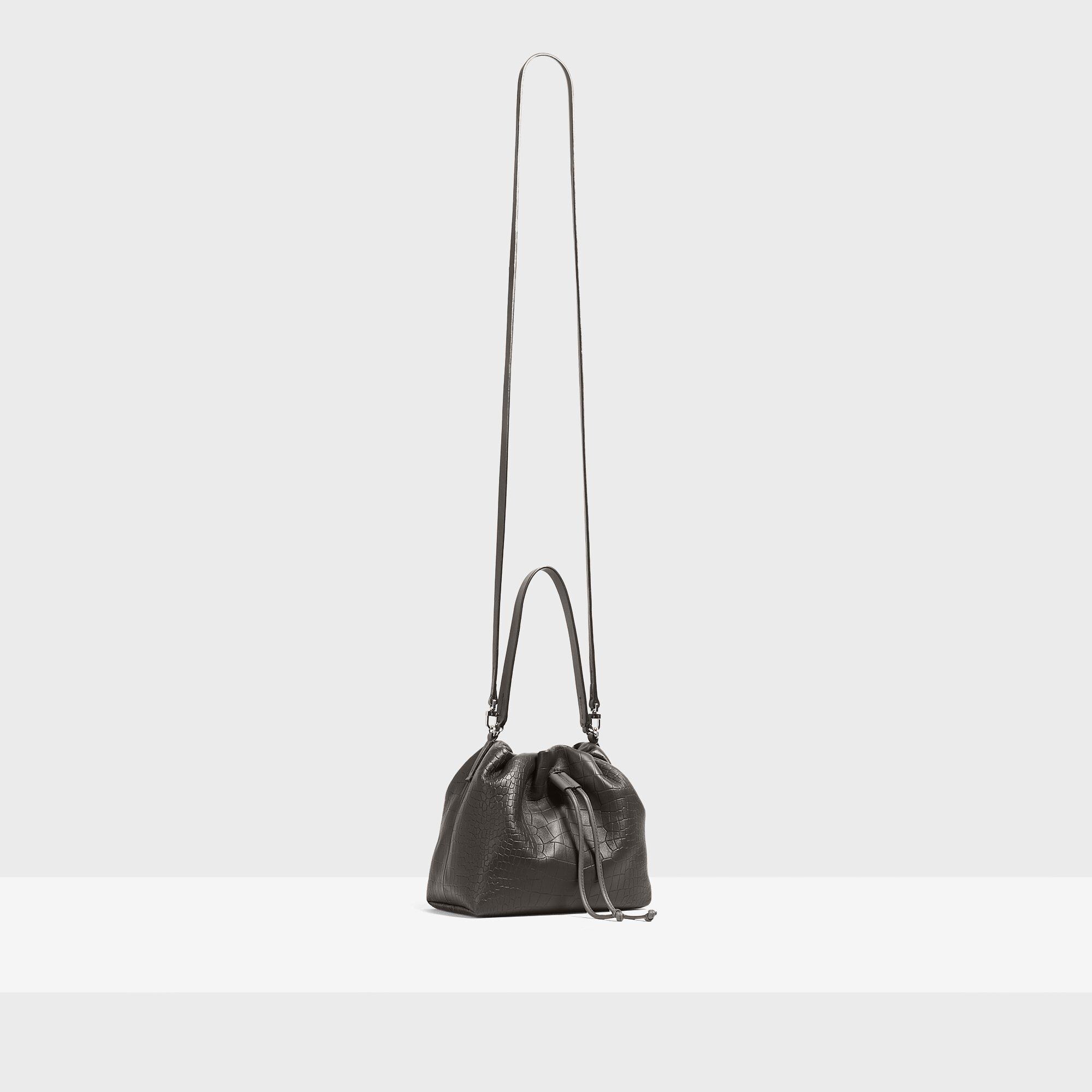Mini Cinch Sack in Croc Print Leather