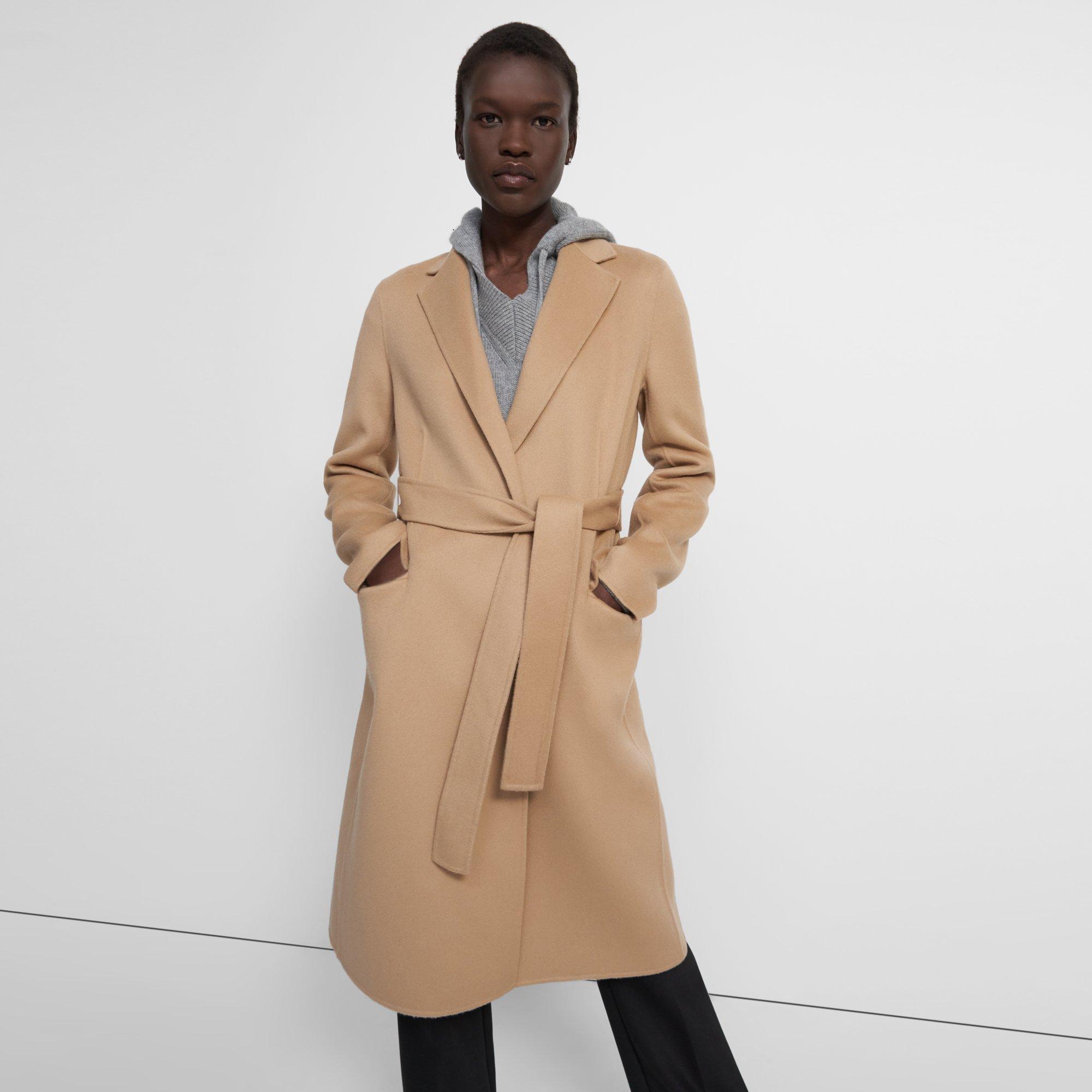 Wool-Blend Doubleface Belted Coat (moss)