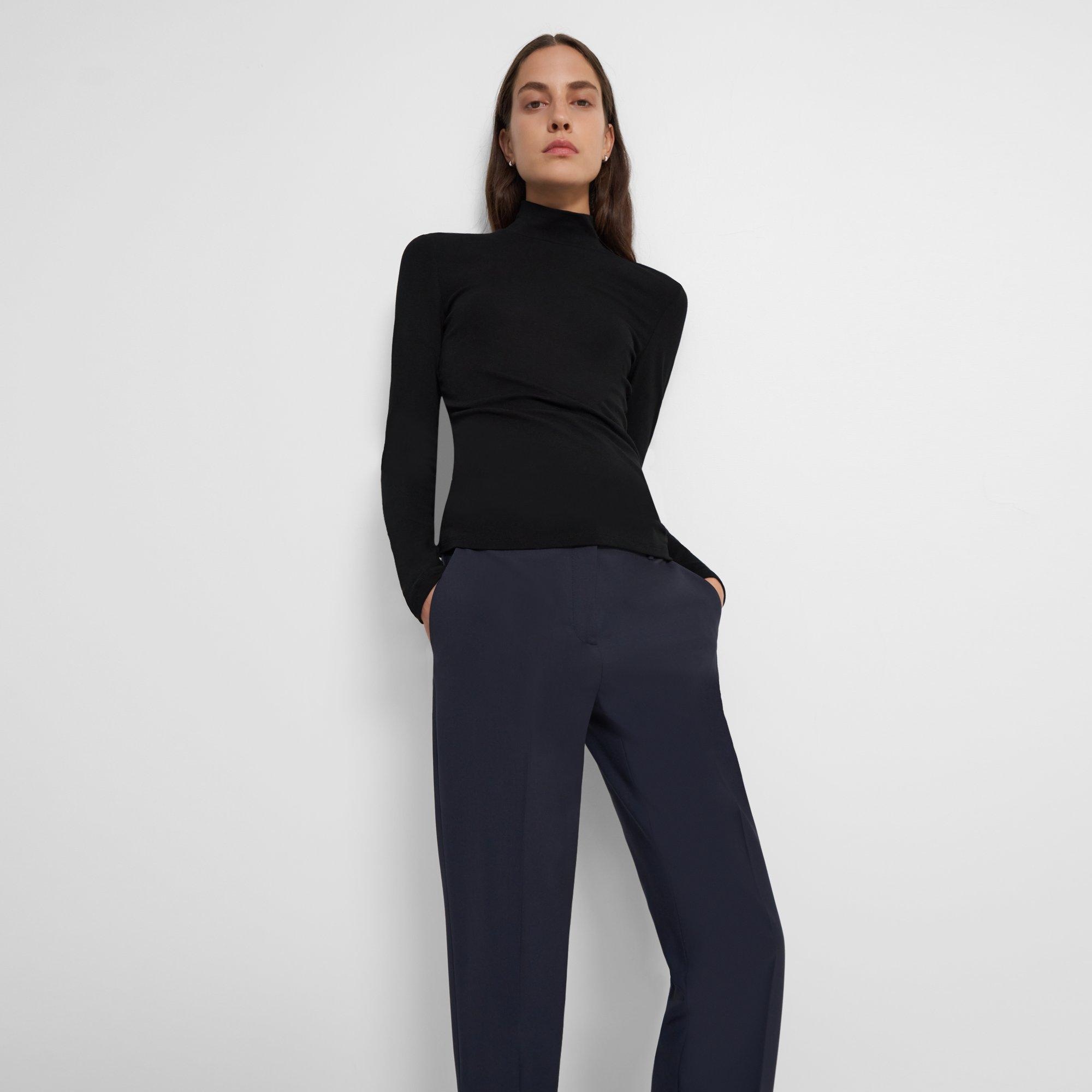 Black Ribbed Viscose Turtleneck Sweater | Theory