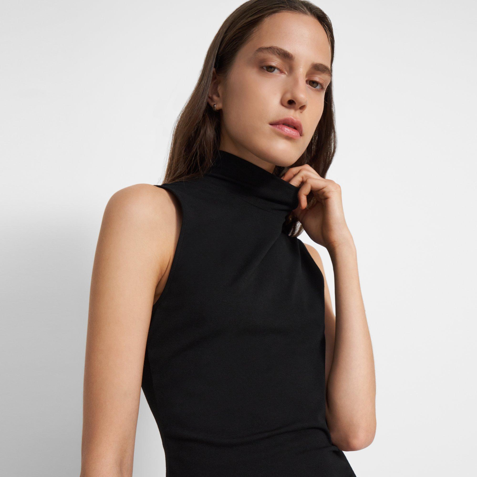 Theory Sleeveless Turtleneck Sweater in Ribbed Viscose