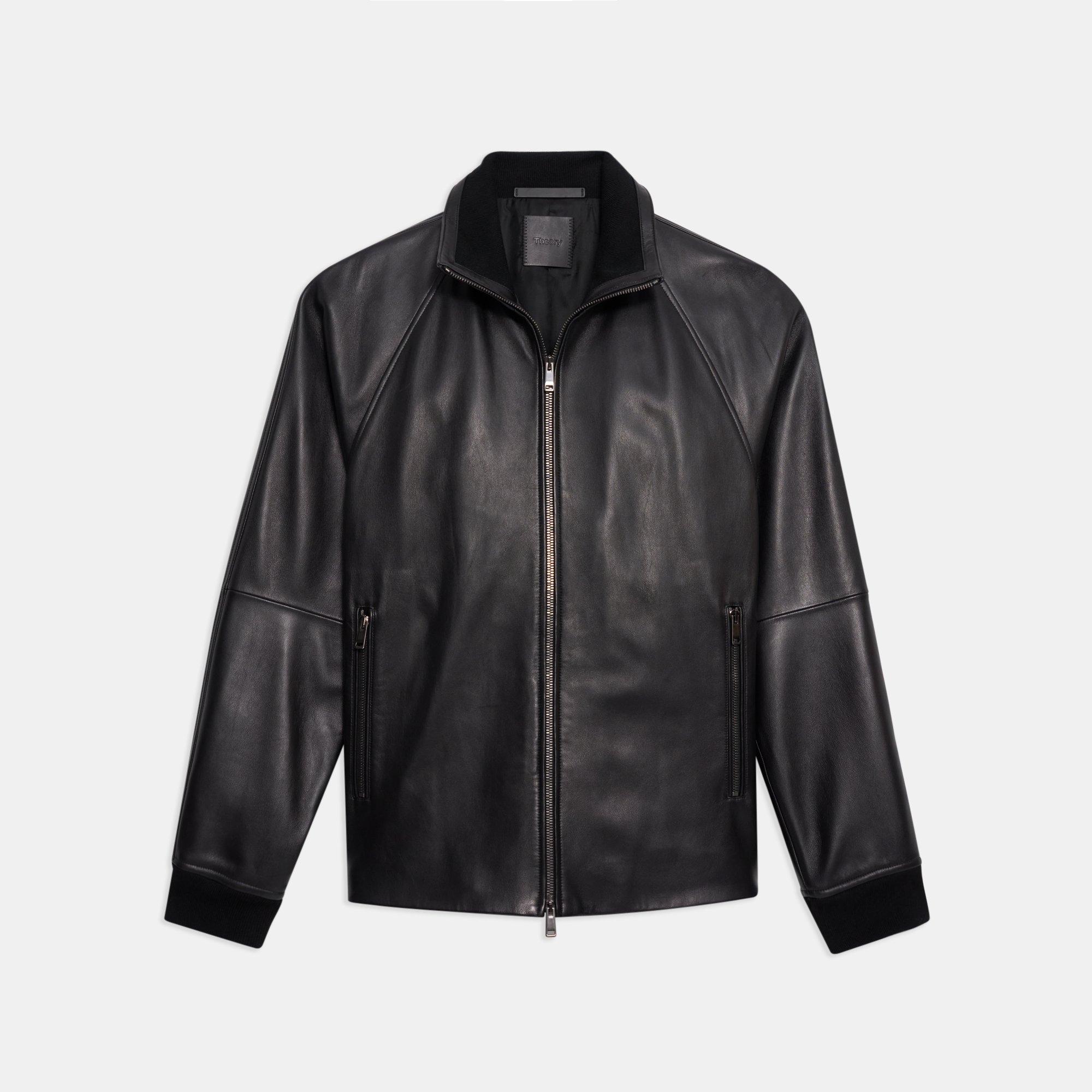 Stand Collar Jacket in Polished Nappa