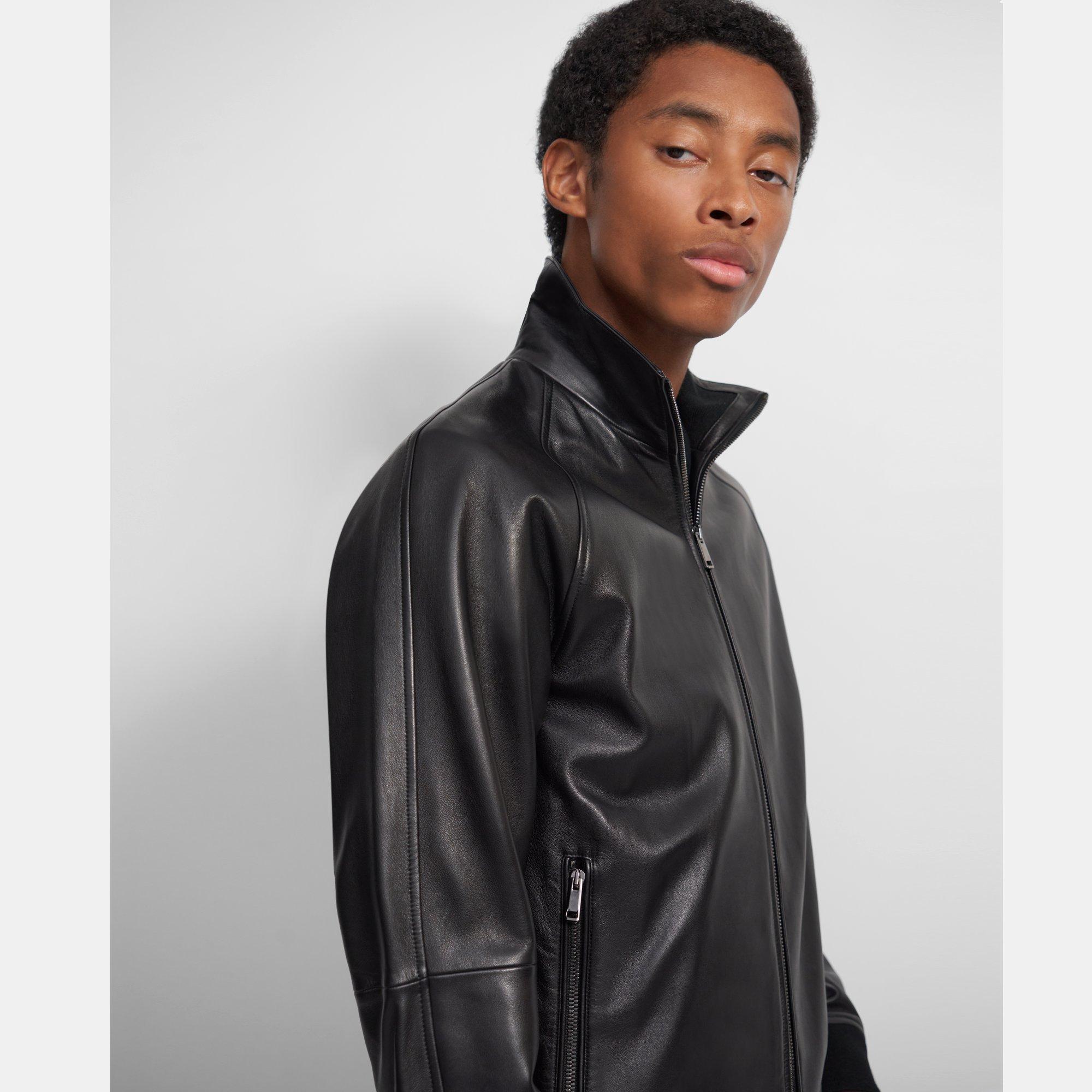 Stand Collar Jacket in Polished Nappa