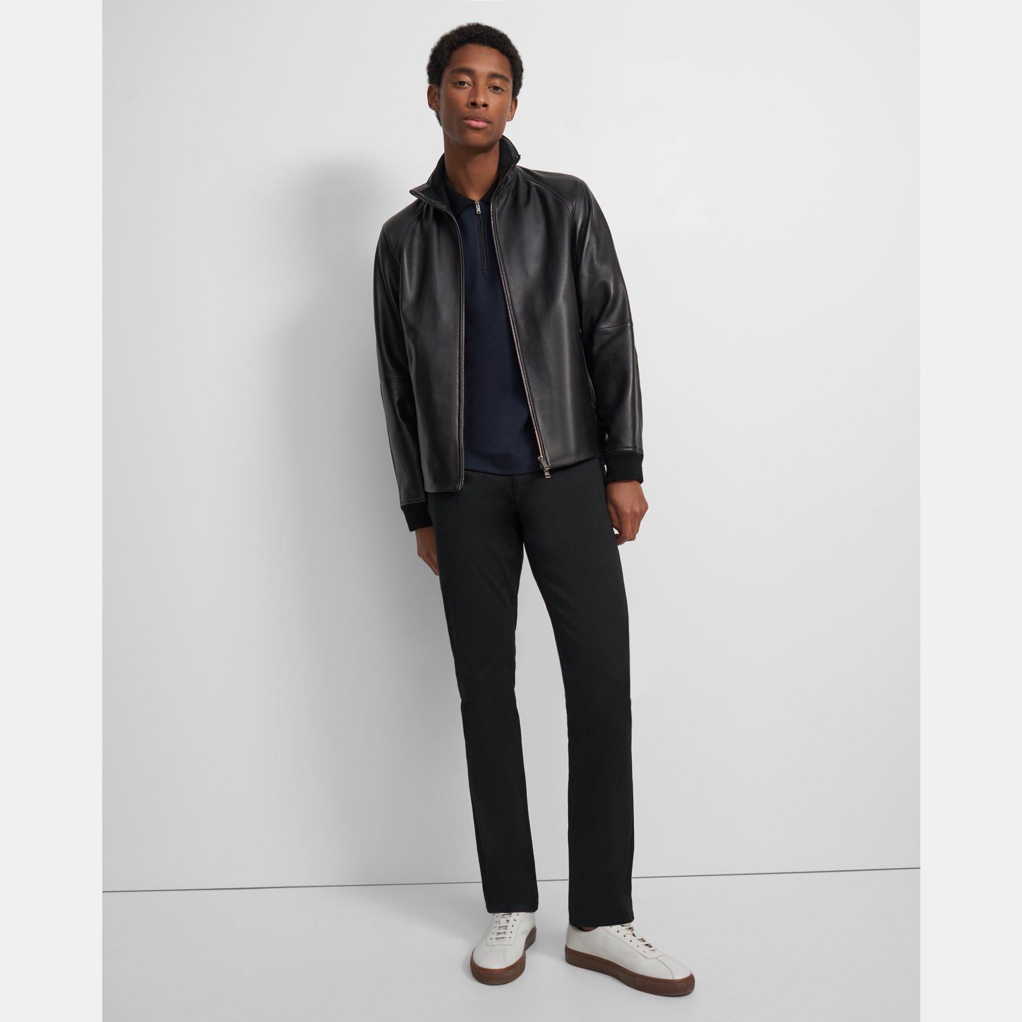 Stand Collar Jacket in Polished Nappa