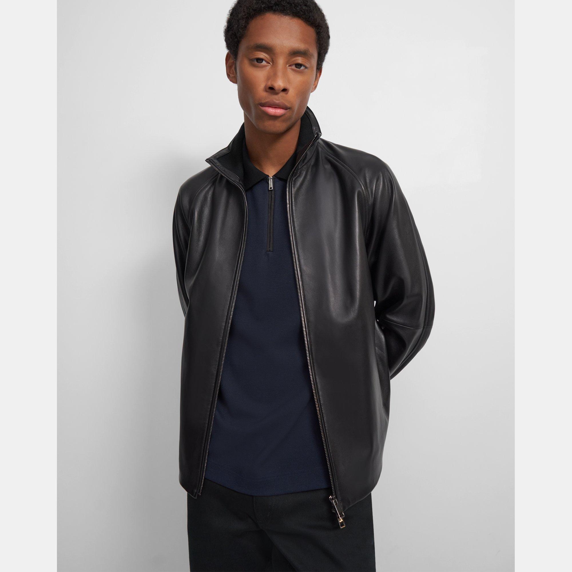 Stand Collar Jacket in Polished Nappa
