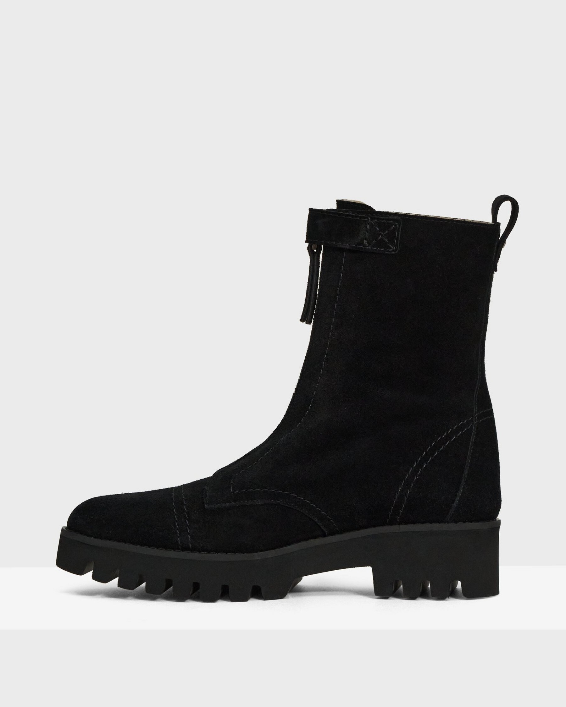 Zipped Lug Boot in Suede