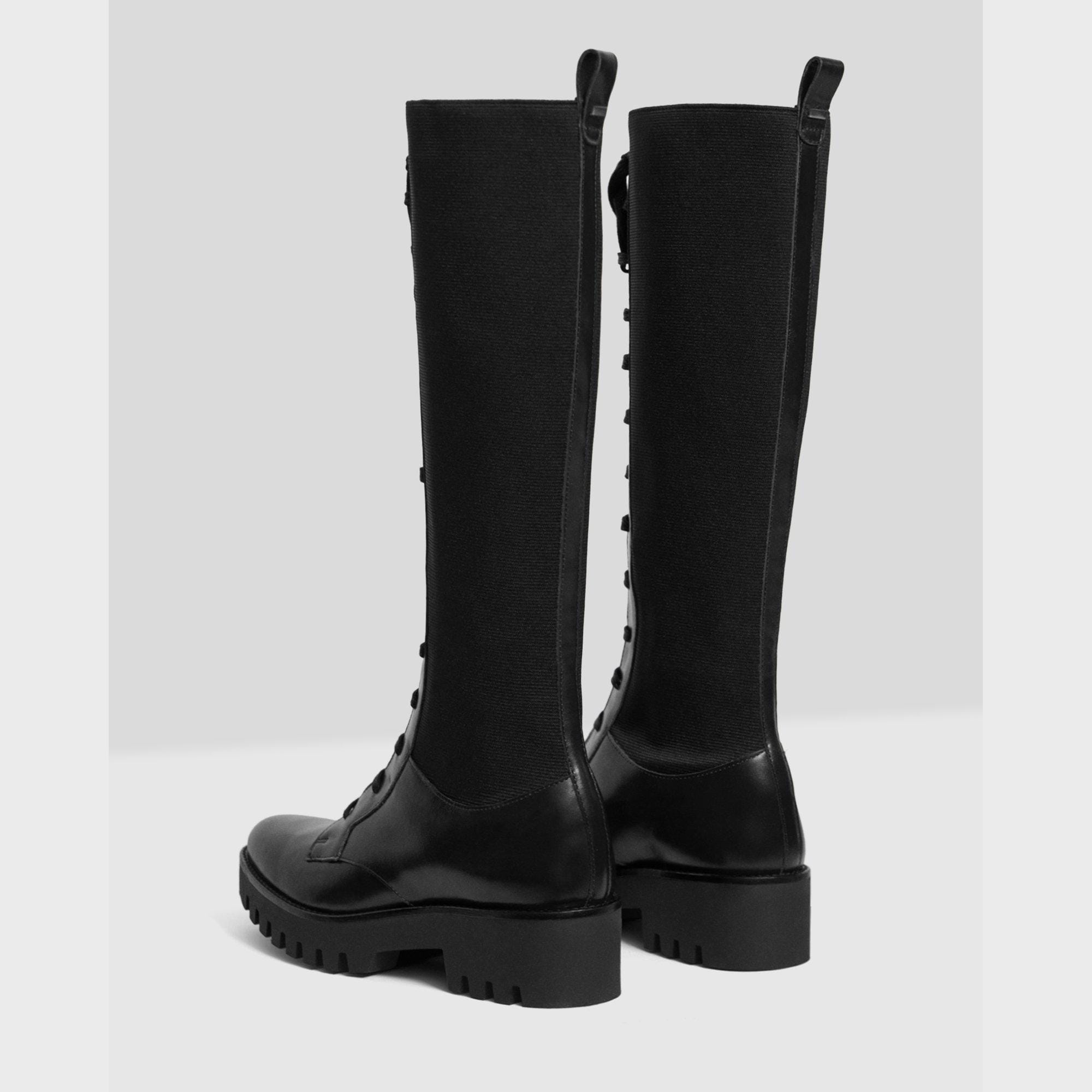 Black Leather Laced Lug Boot | Theory