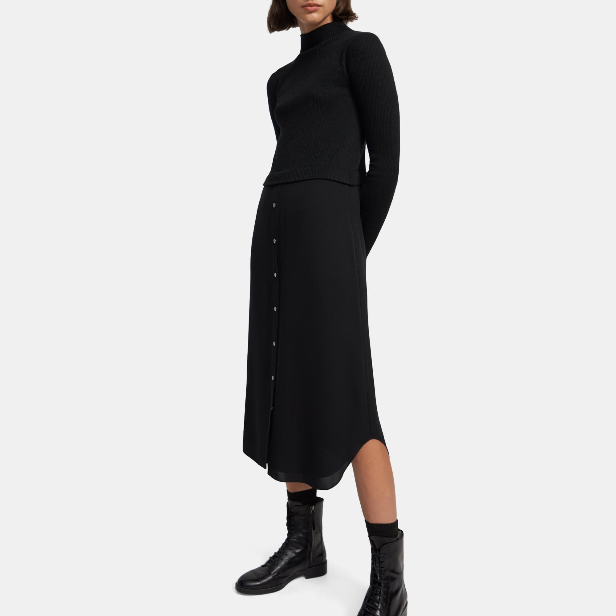 Ribbed Knit Sweater Combo Dress | Theory