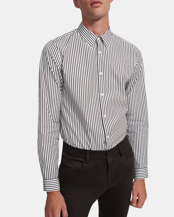 띠어리 맨 스탠다드핏 셔츠, 스트라이프 오가닉 코튼 Theory Standard-Fit Shirt in Striped Organic Cotton,BALTIC STRIPE