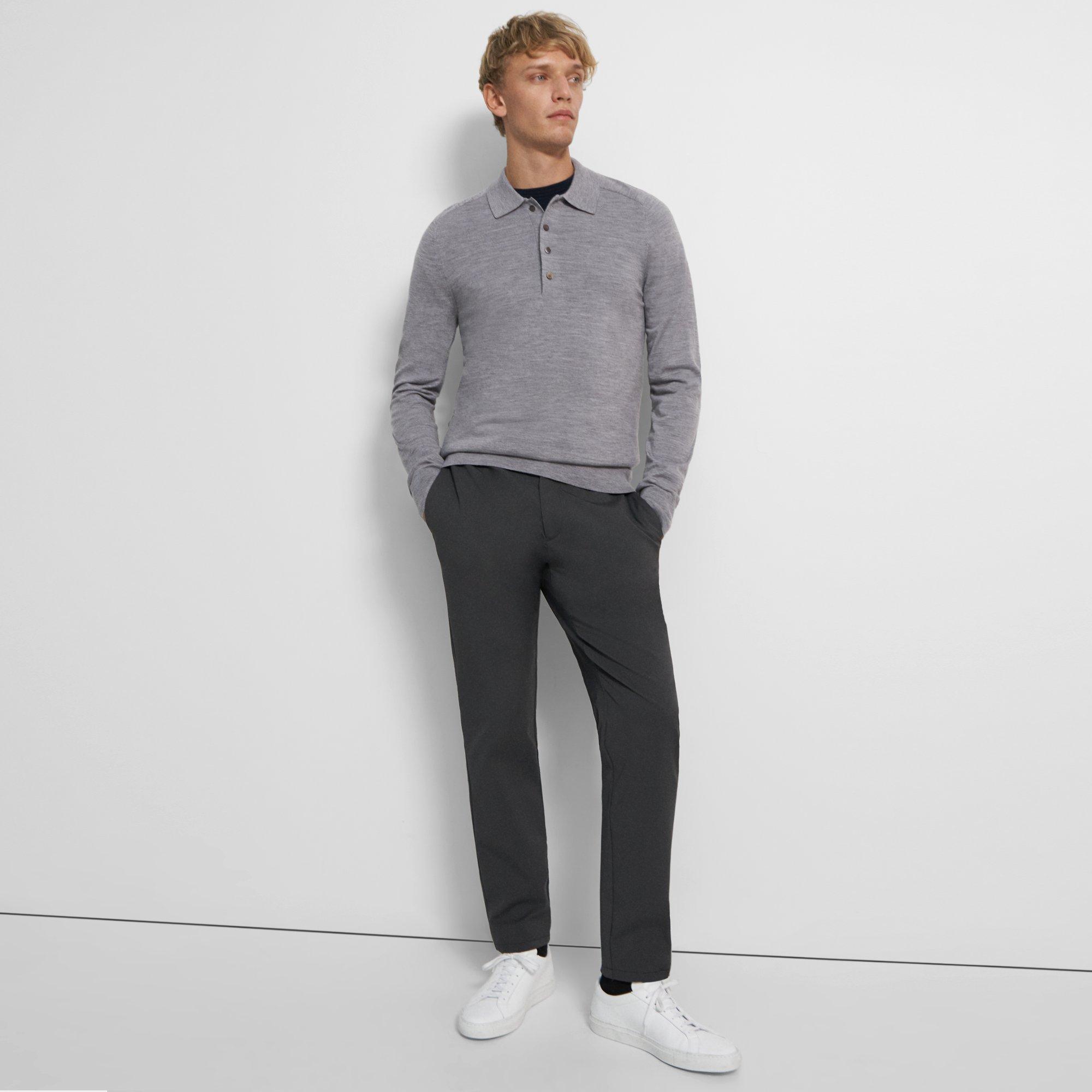 Long-Sleeve Polo Shirt in Regal Wool