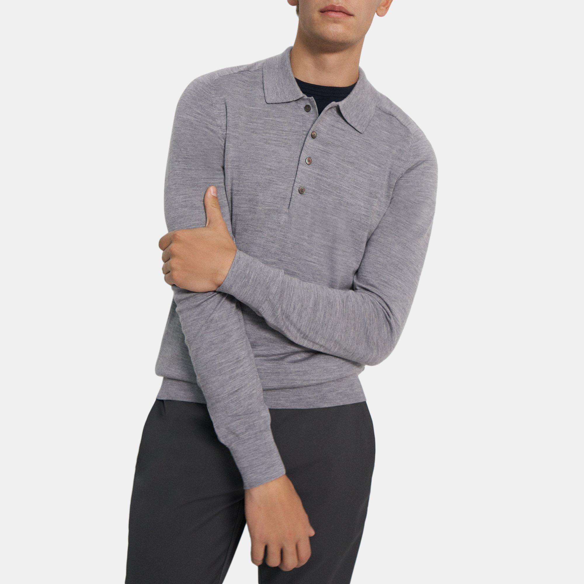 Long-Sleeve Polo Shirt in Regal Wool