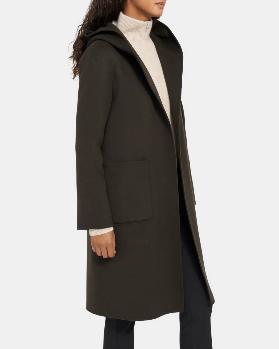 Hooded Robe Coat in Double-Face Wool-Cashmere