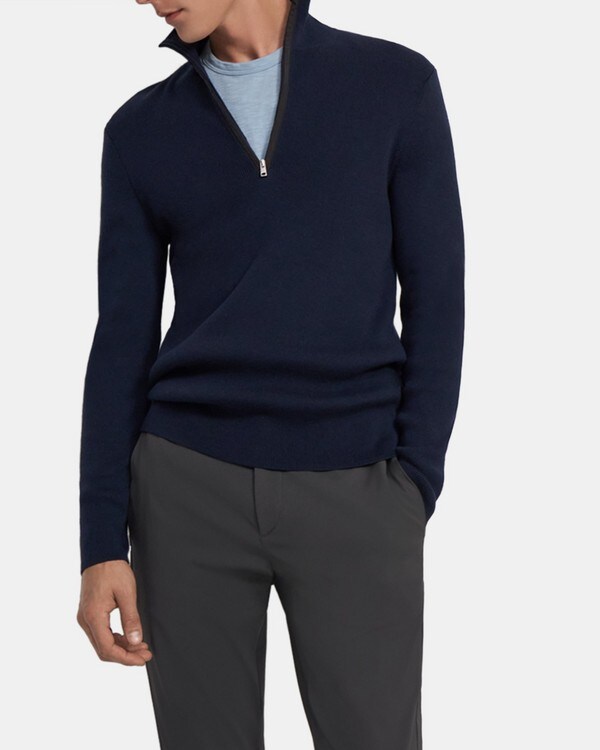 Quarter-Zip Sweater in Wool-Cotton