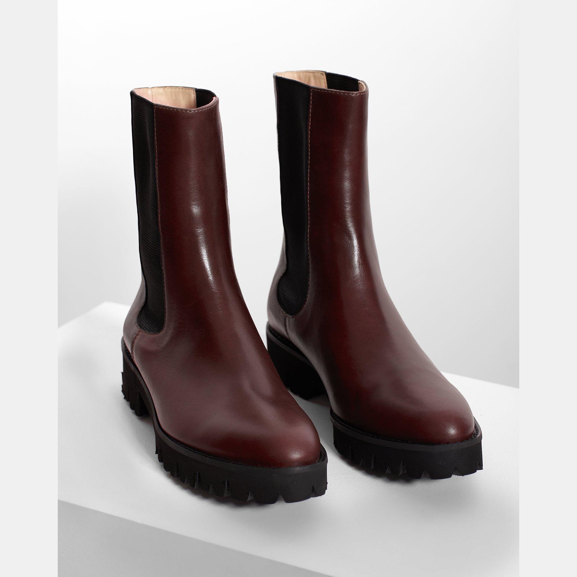 Chelsea Bootie in Glossed Leather