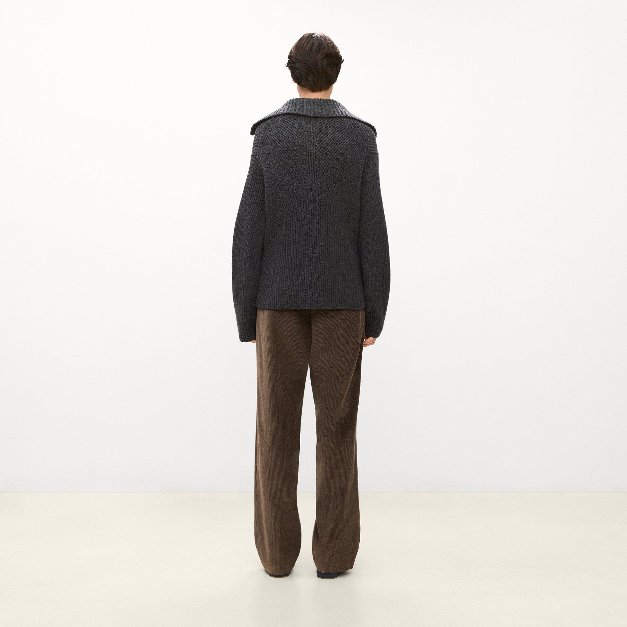 Ribbed Half-Zip Sweater in Felted Wool-Cashmere