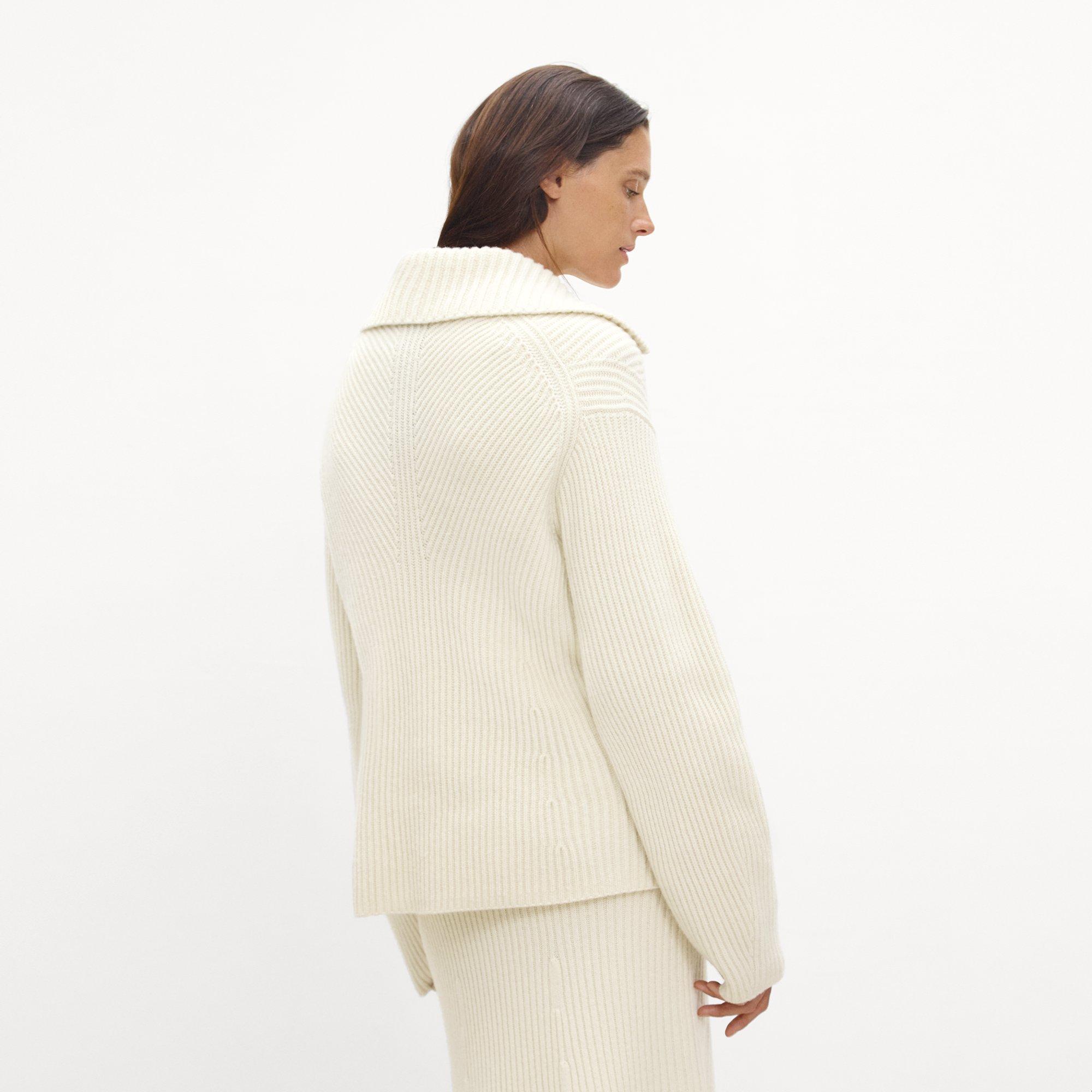 Ribbed Half-Zip Sweater in Felted Wool-Cashmere