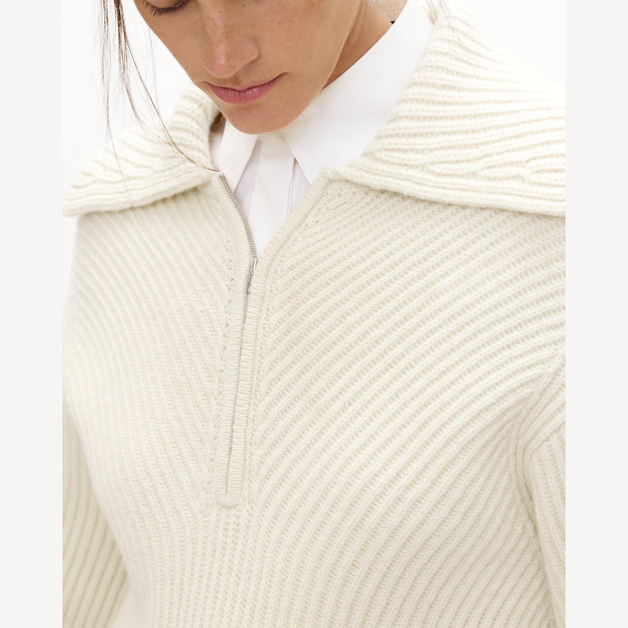 Ribbed Half-Zip Sweater in Felted Wool-Cashmere