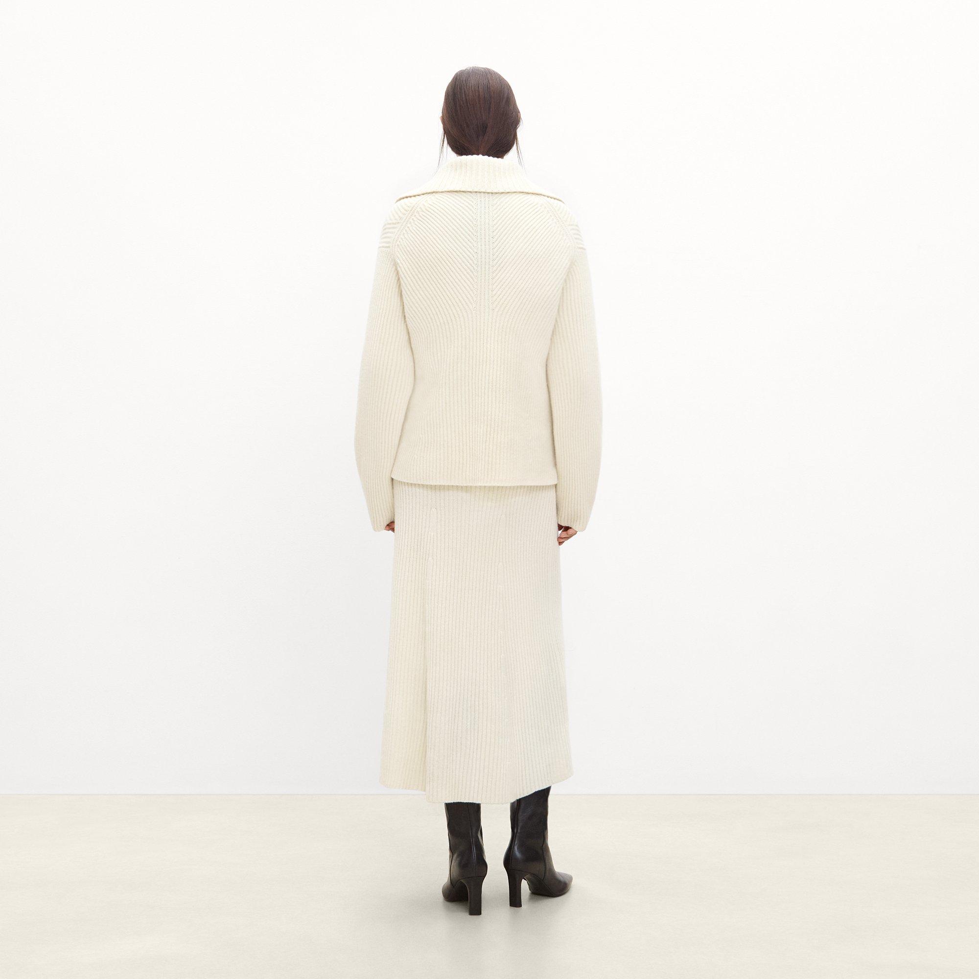 Ribbed Half-Zip Sweater in Felted Wool-Cashmere