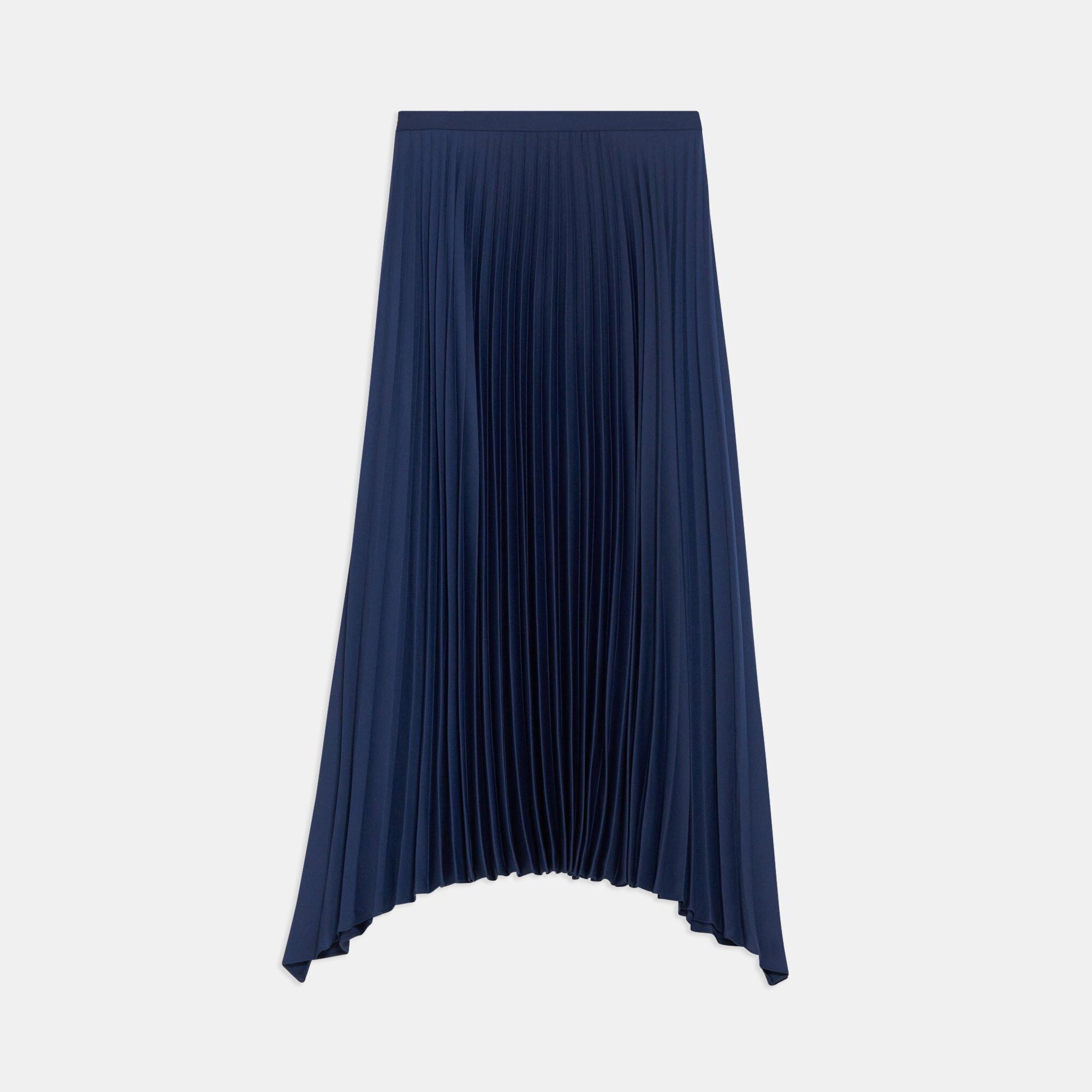 Pleated Skirt in Satin Crepe