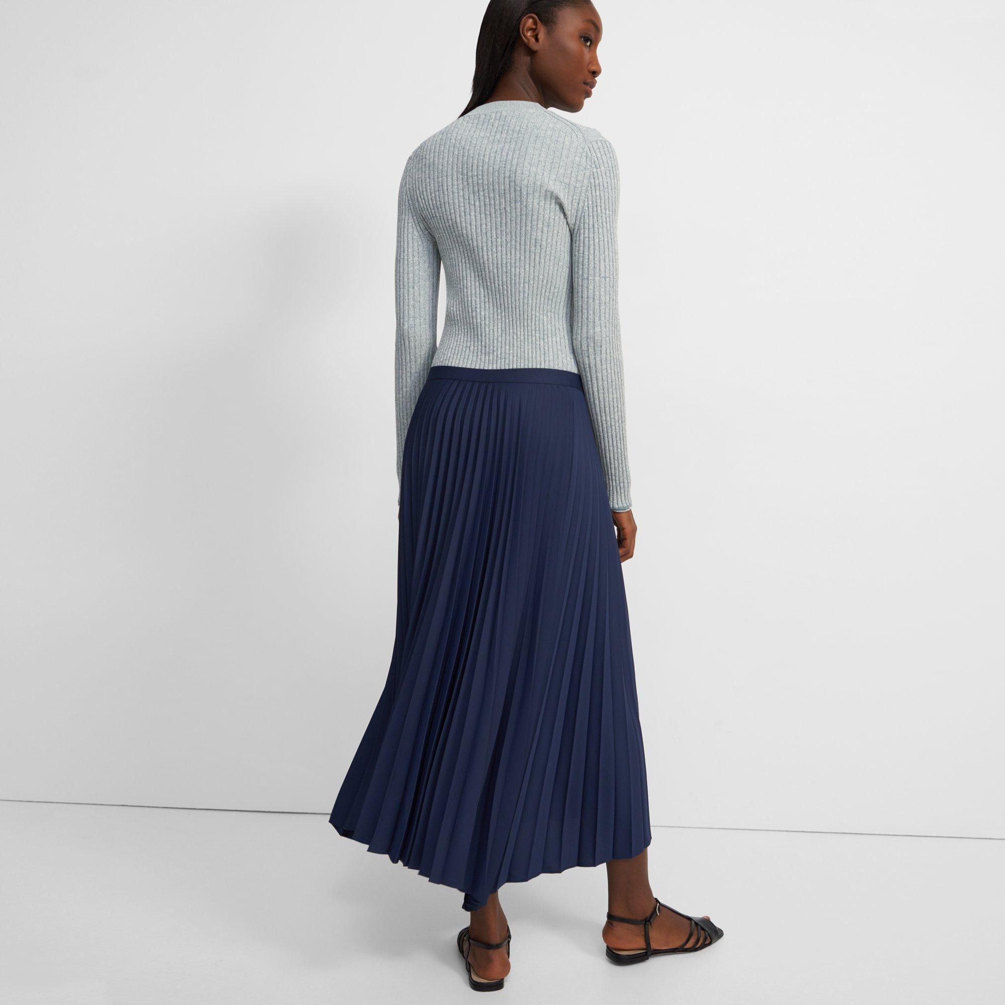 Pleated Skirt in Satin Crepe